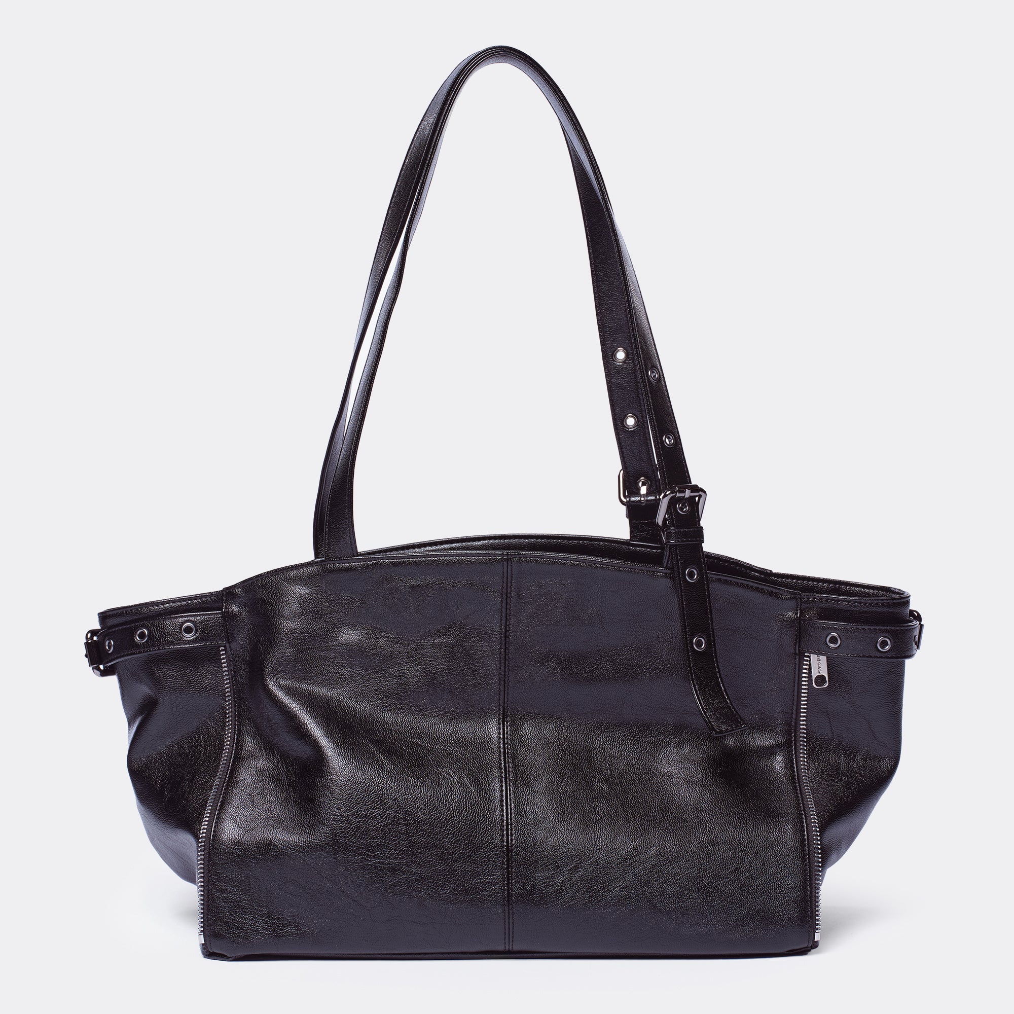 zipper shopper bag M goat black