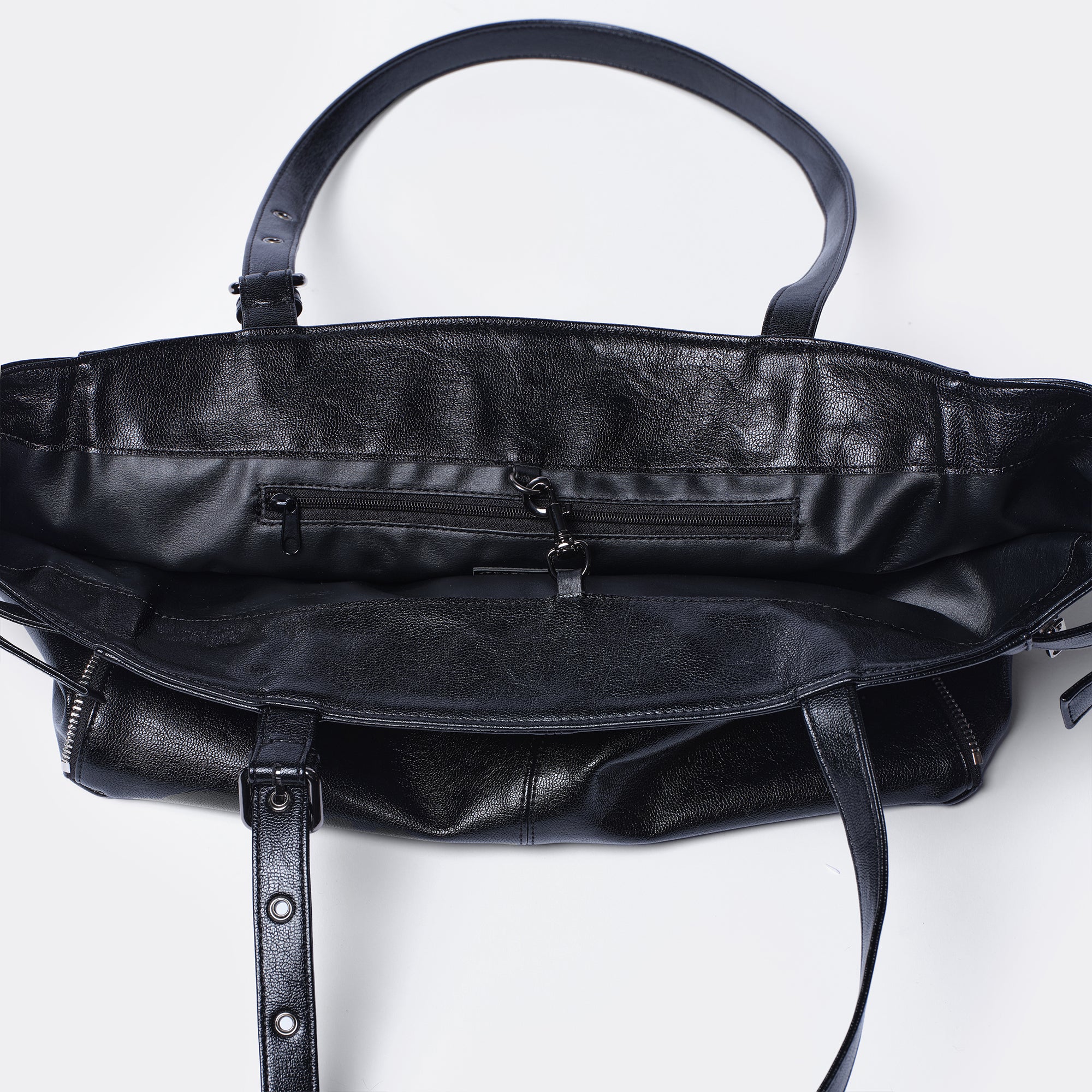 zipper shopper bag M goat black