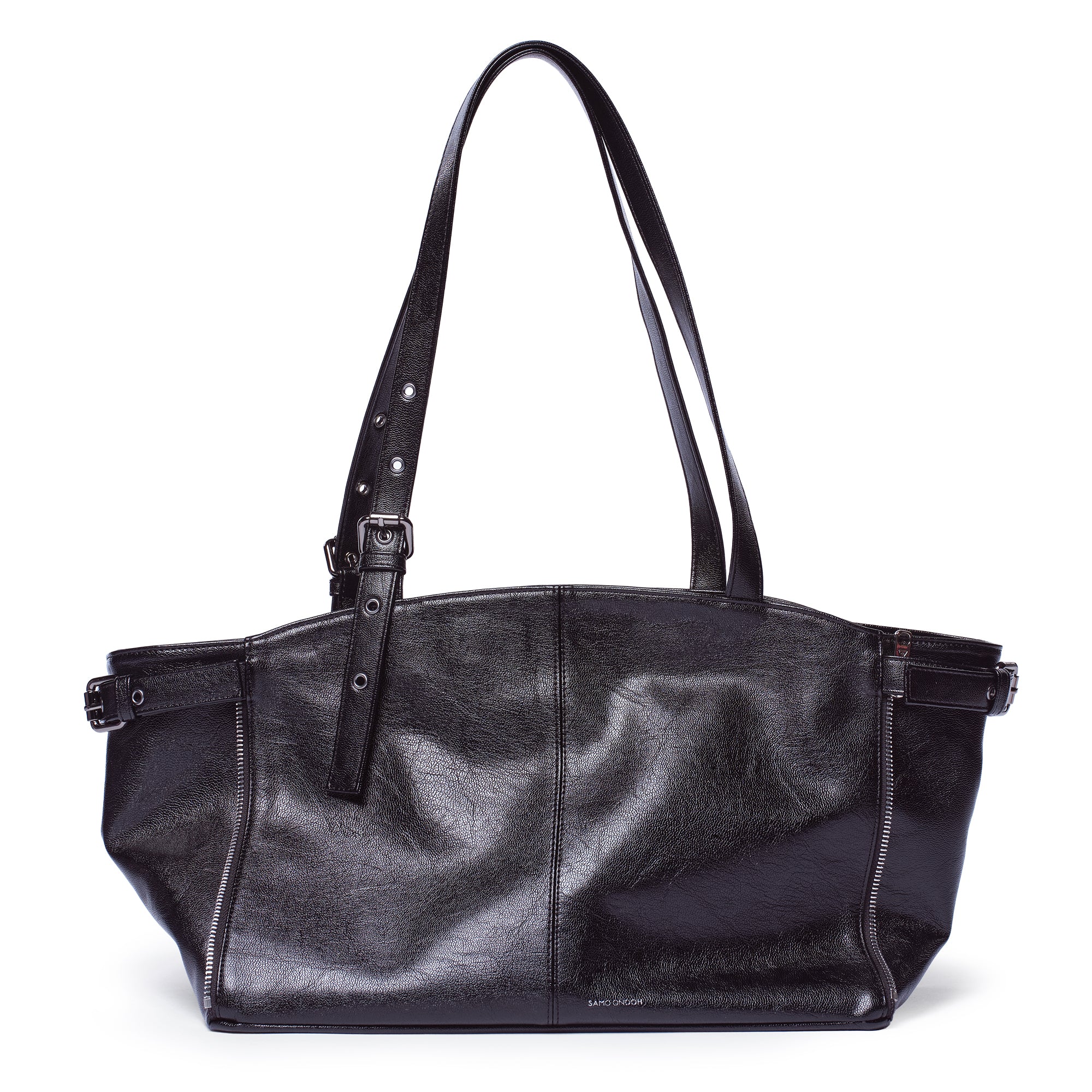 zipper shopper bag M goat black