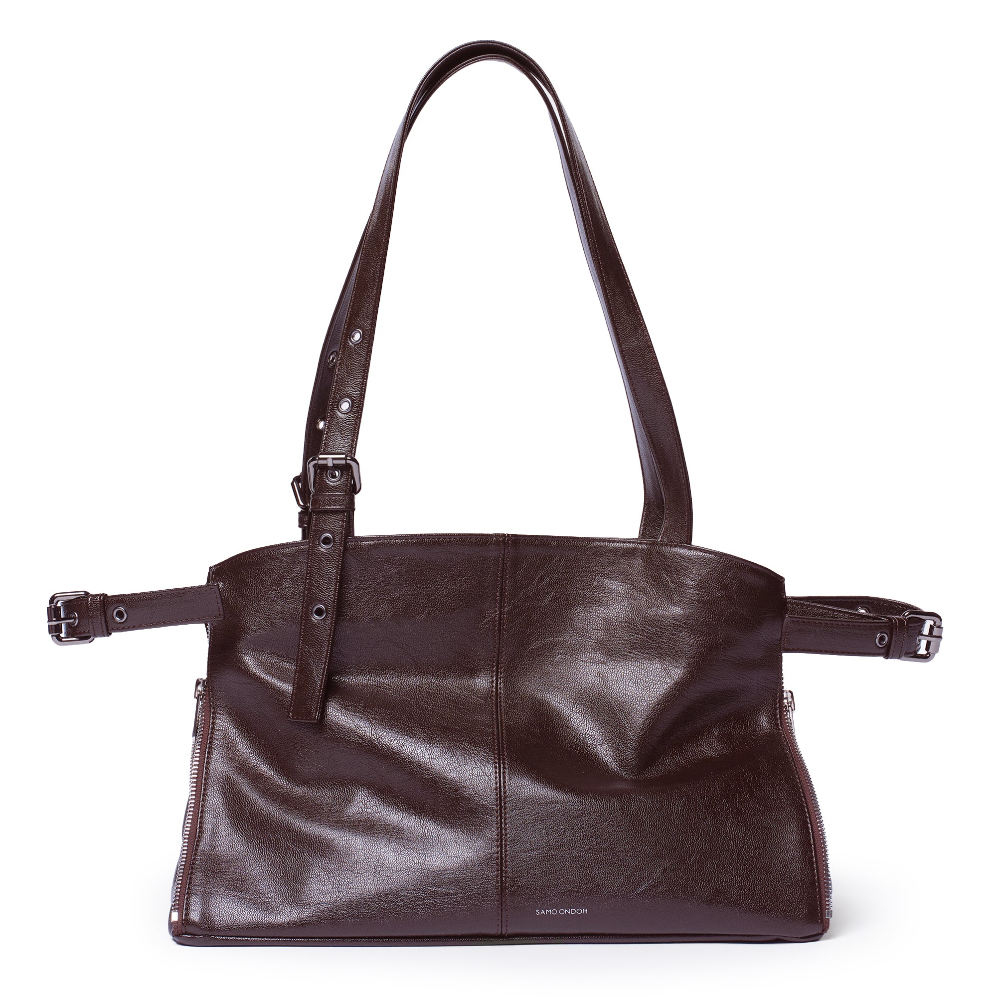 zipper shopper bag M goat chocolate