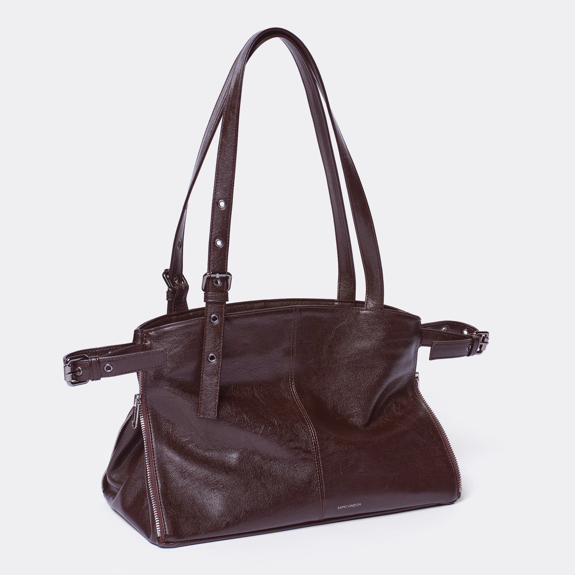zipper shopper bag M goat chocolate