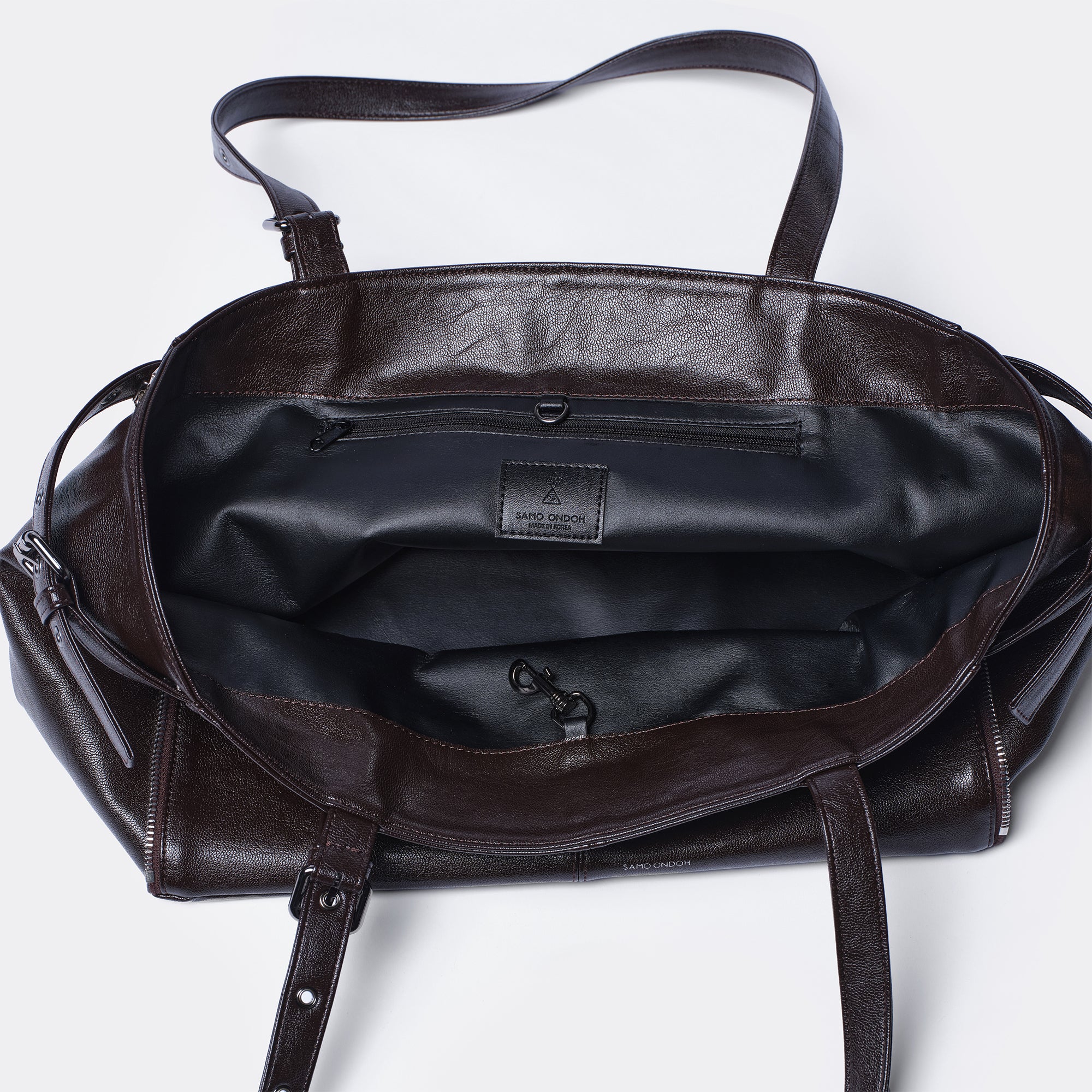 zipper shopper bag M goat chocolate