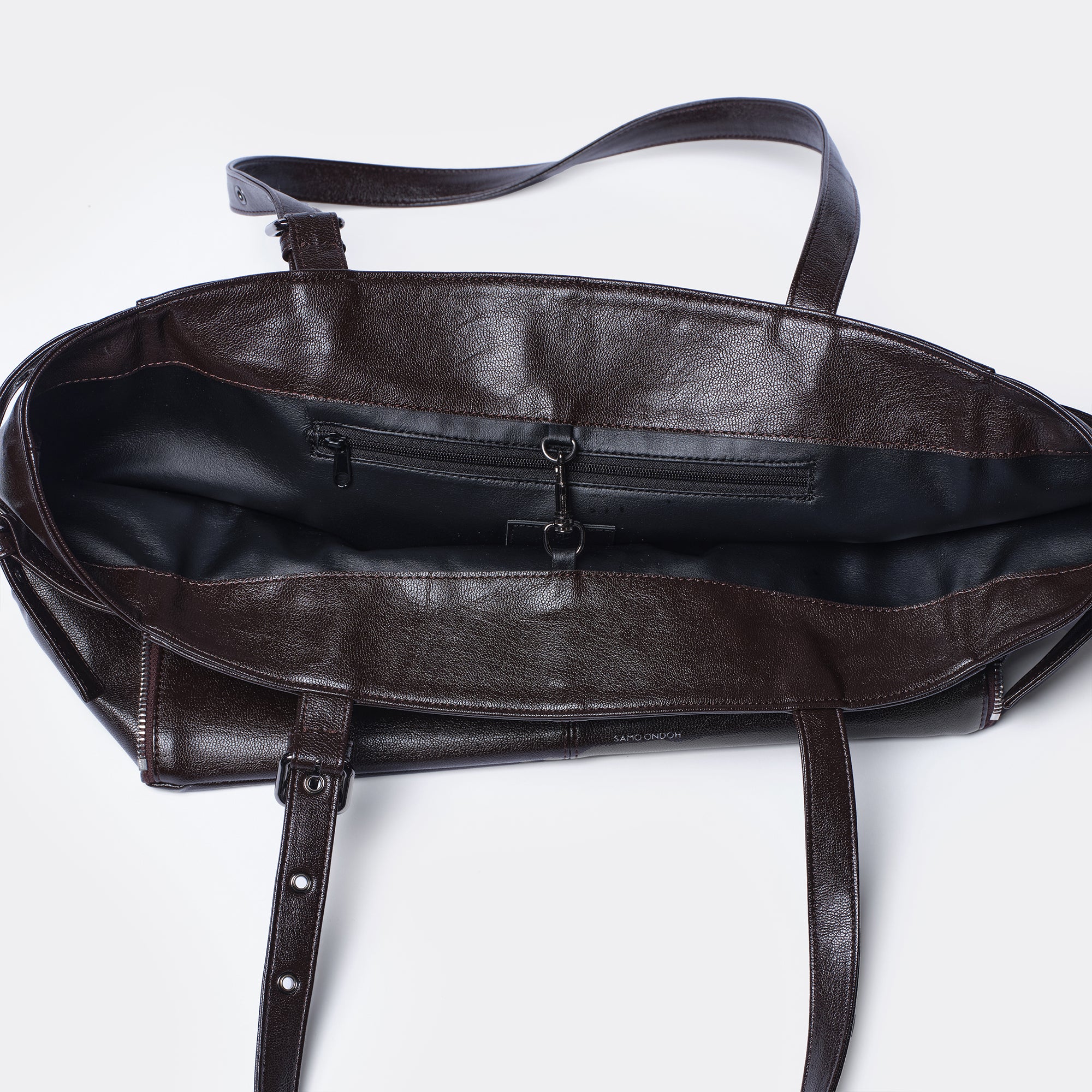 zipper shopper bag M goat chocolate