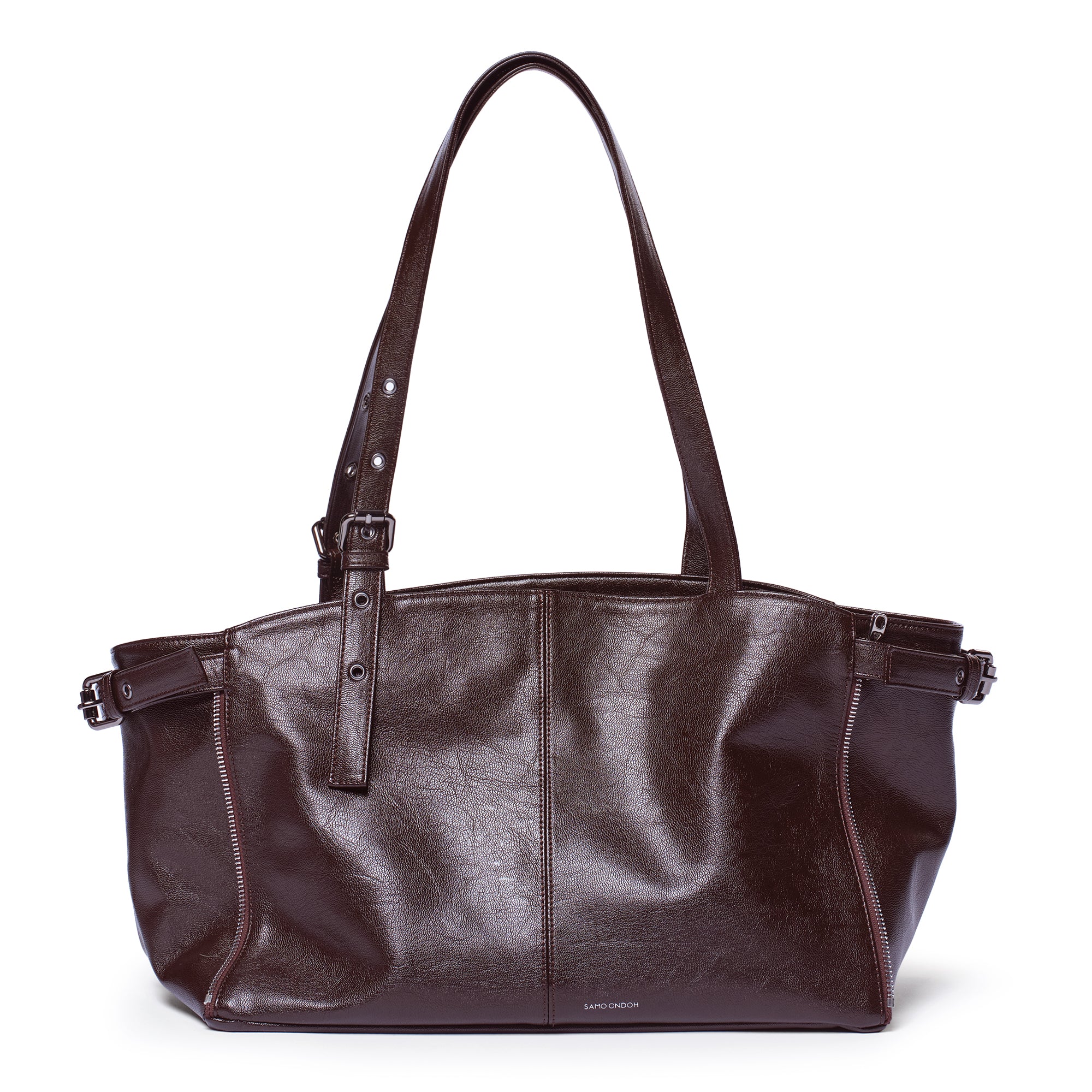 zipper shopper bag M goat chocolate