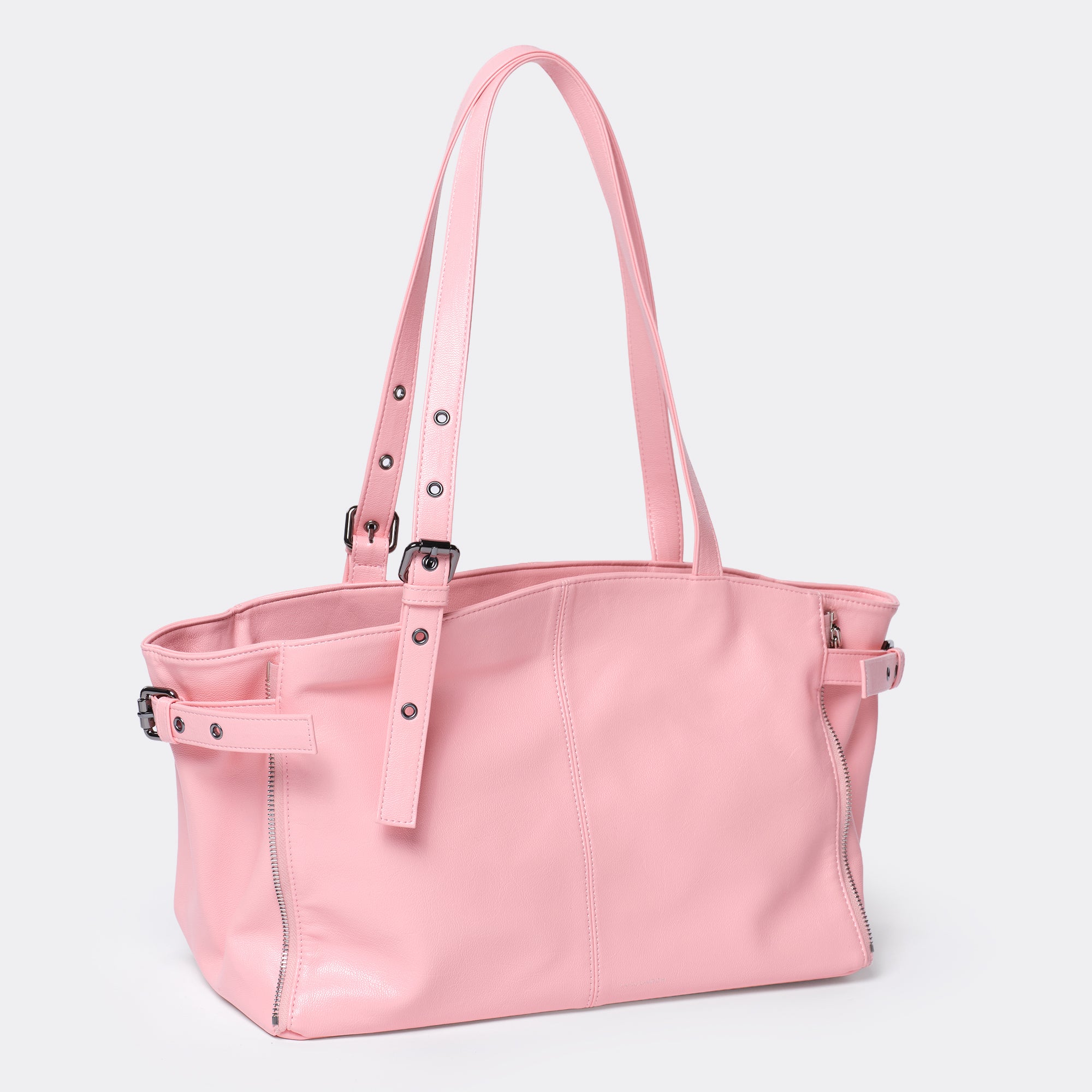 zipper shopper bag M goat pink
