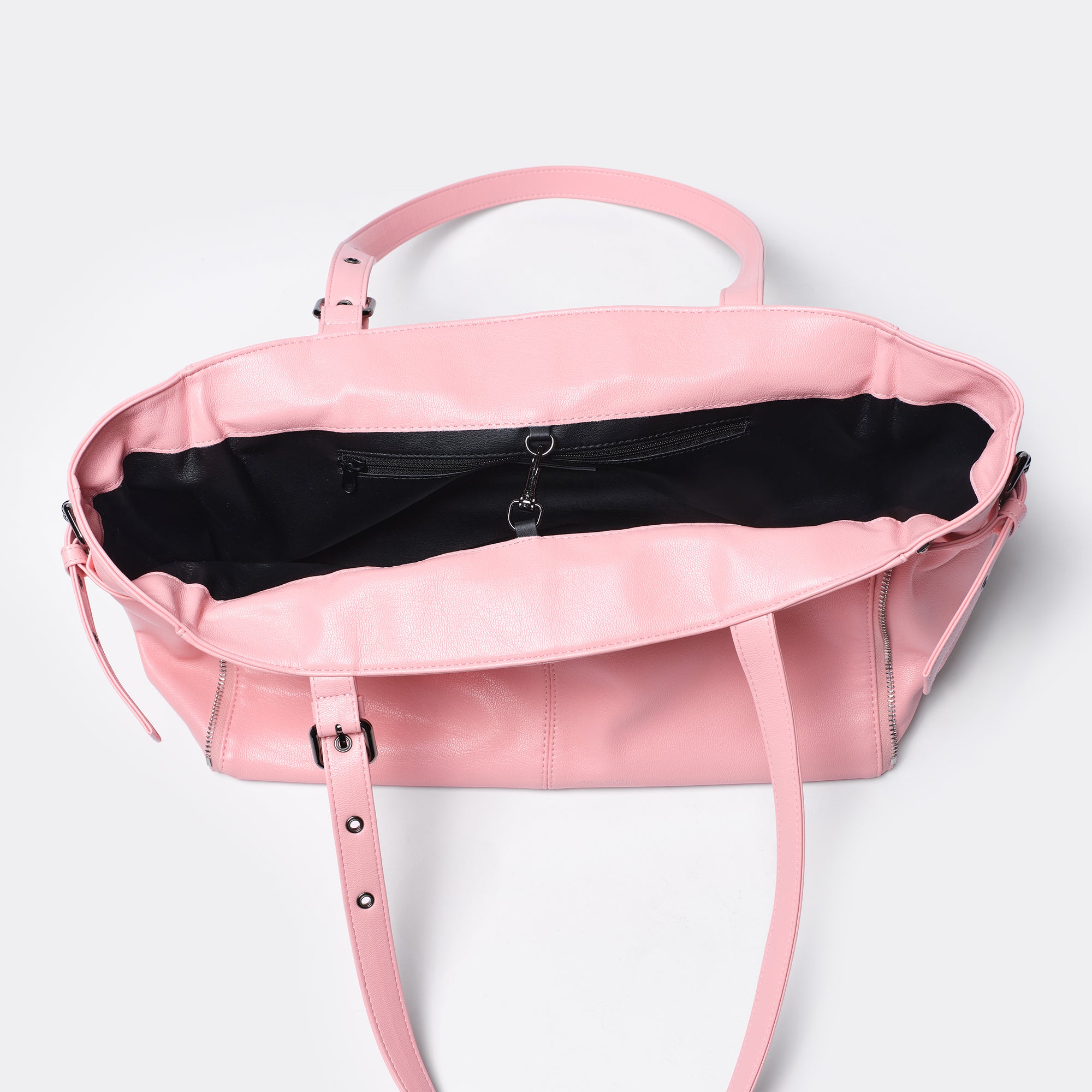 zipper shopper bag M goat pink