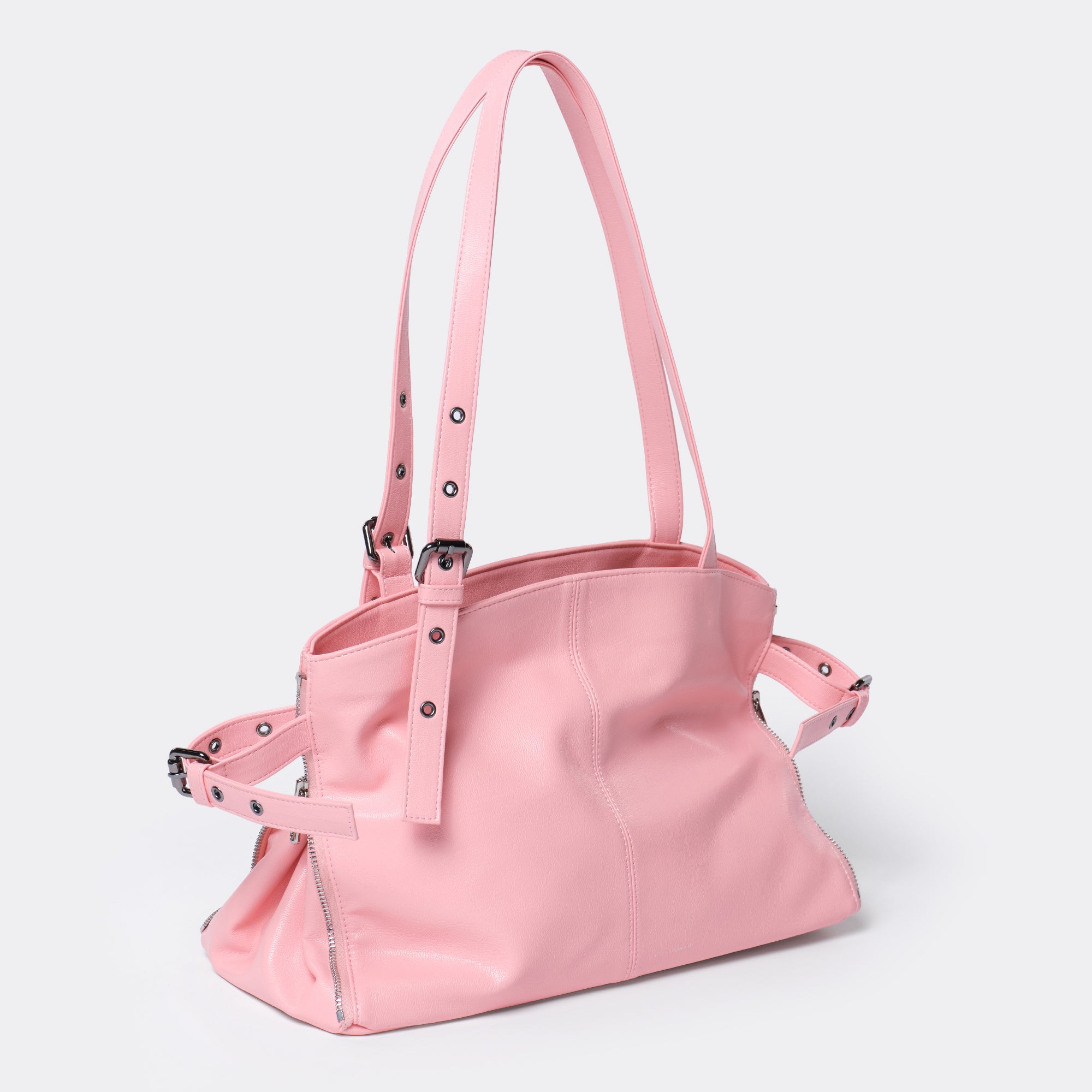 zipper shopper bag M goat pink