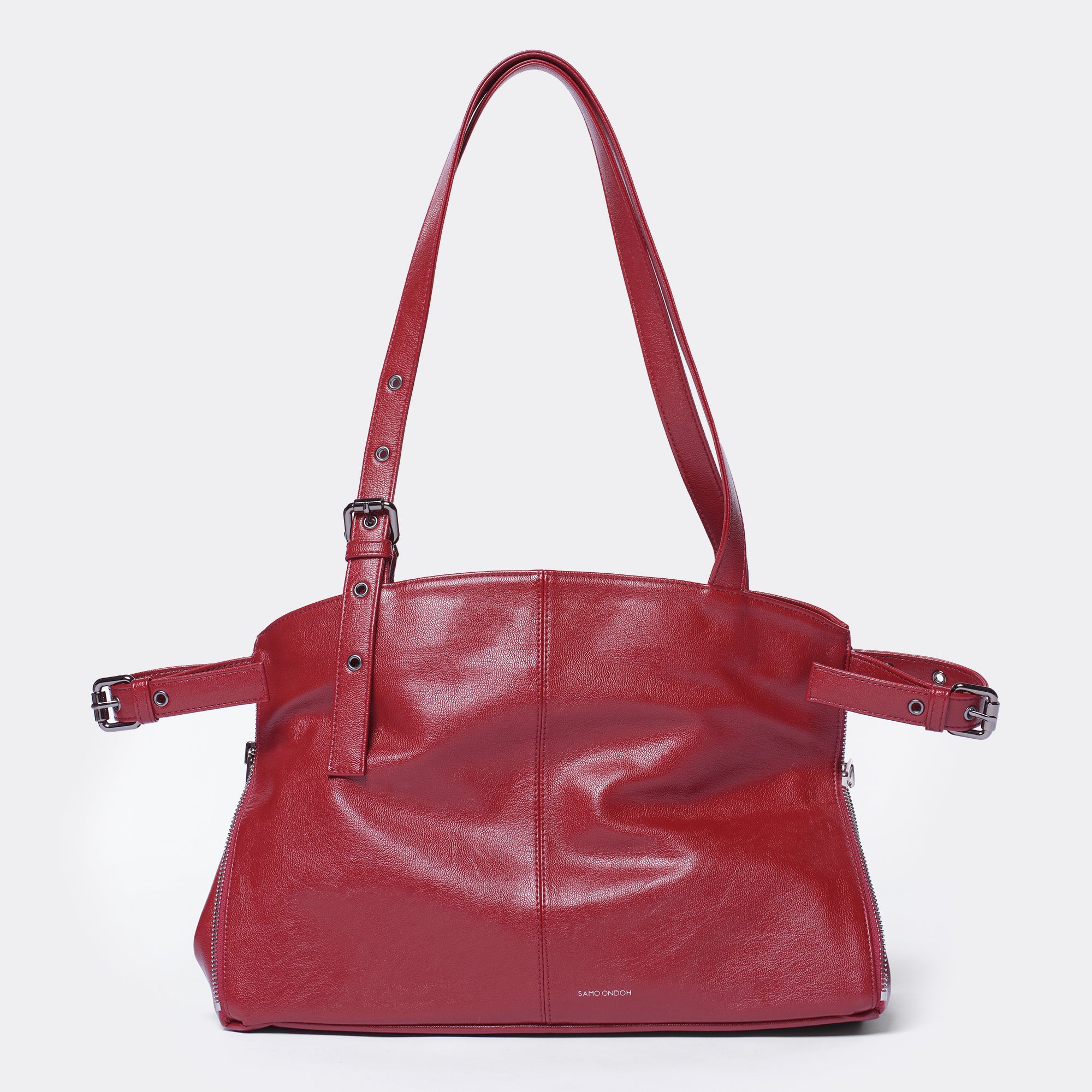 zipper shopper bag M goat red