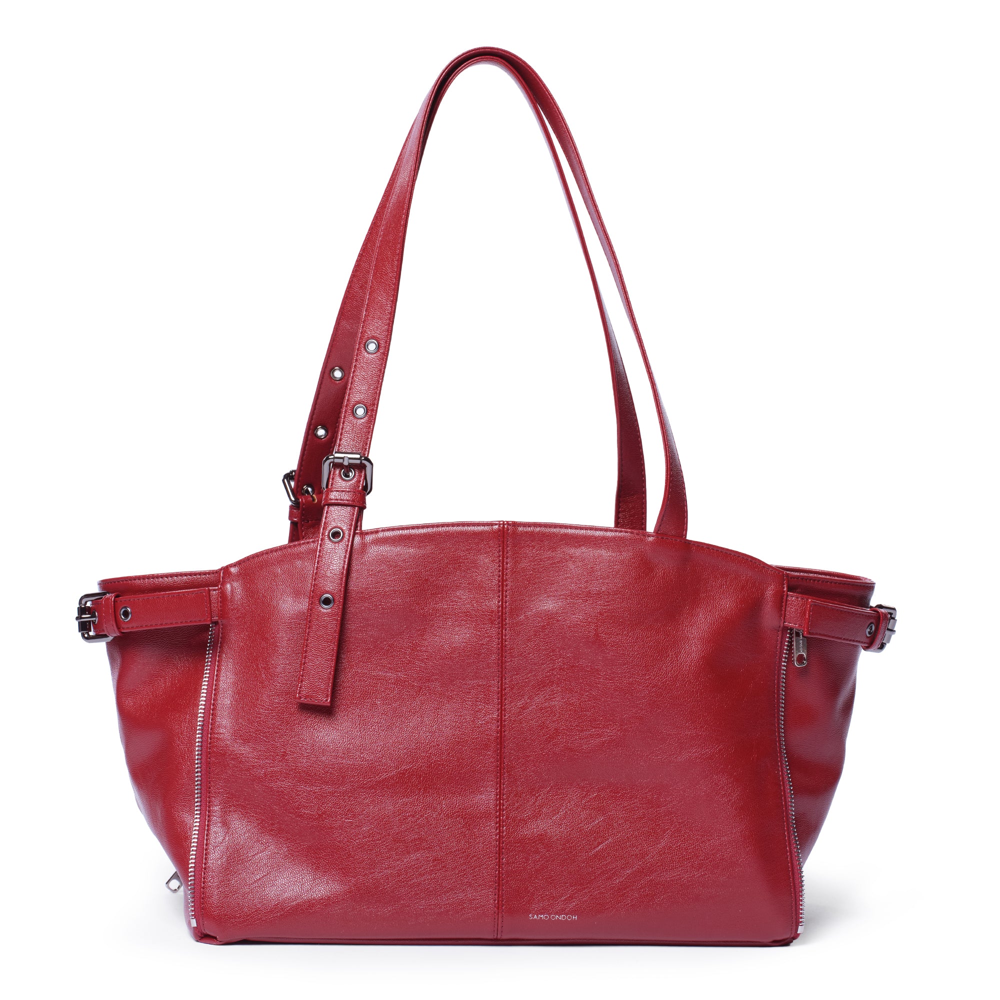 zipper shopper bag M goat red