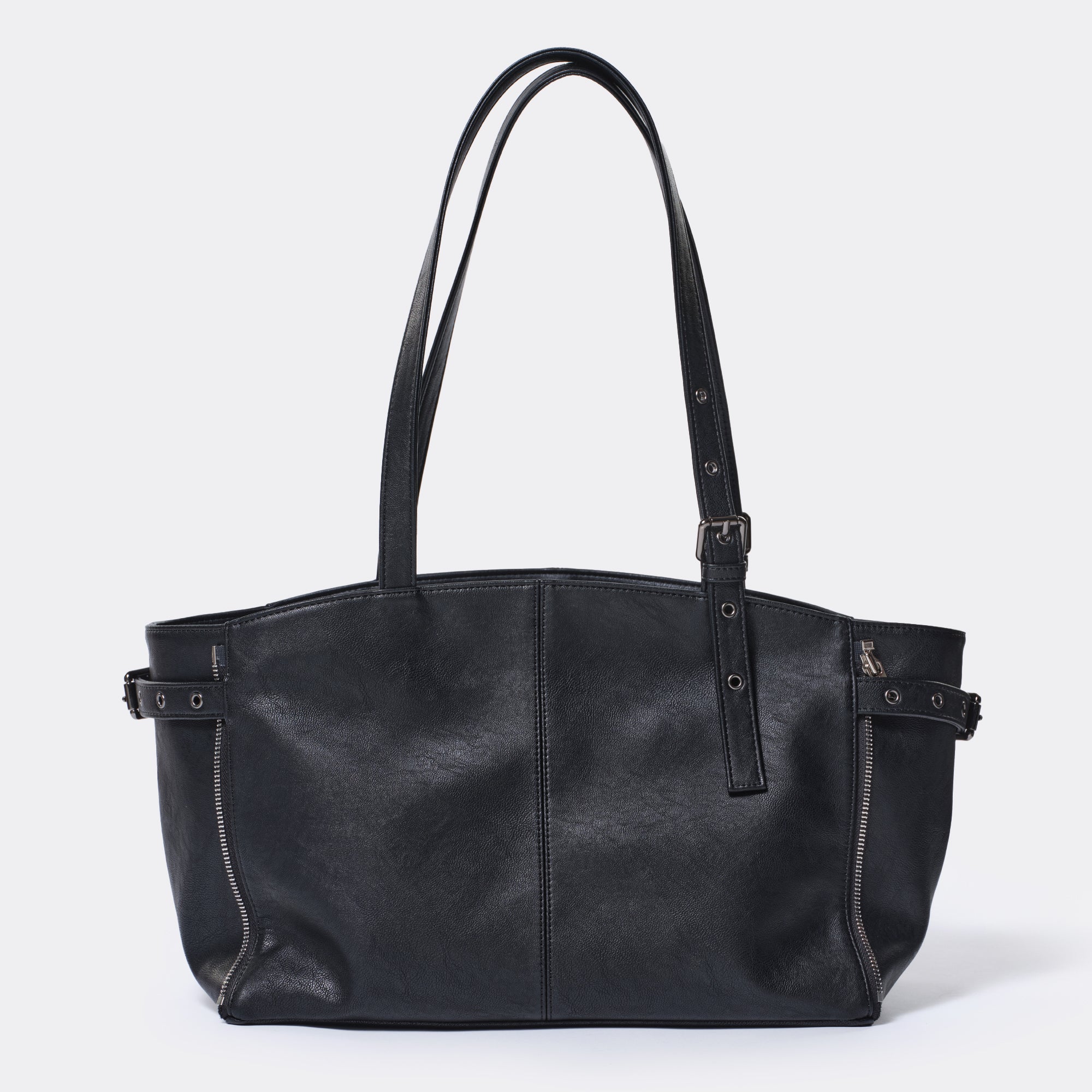 zipper shopper bag M nappa matt black
