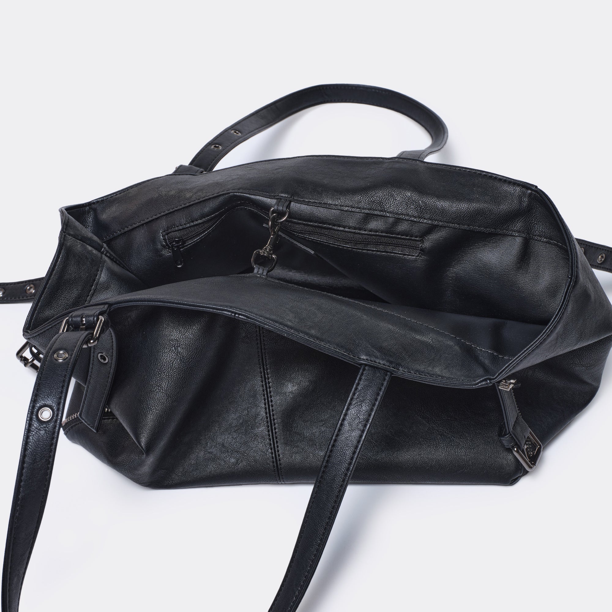 zipper shopper bag M nappa matt black