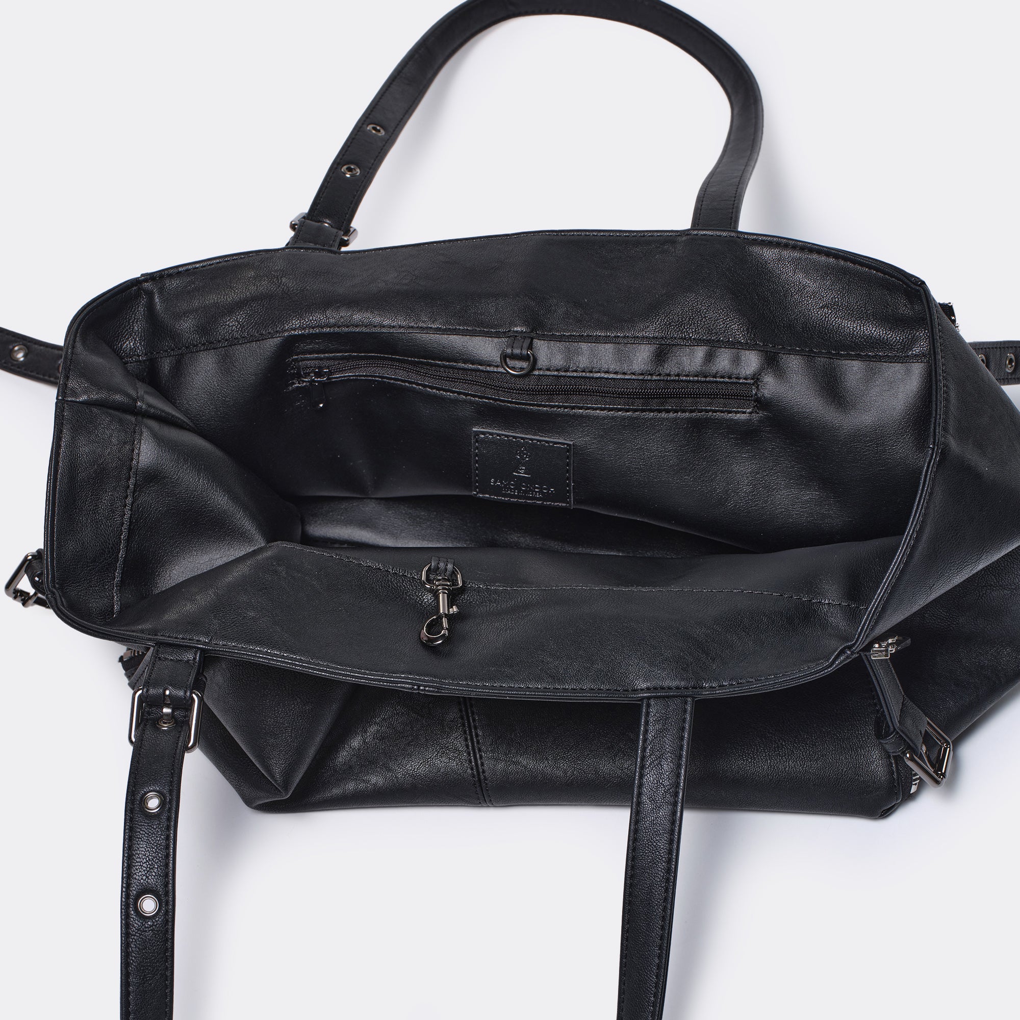 zipper shopper bag M nappa matt black