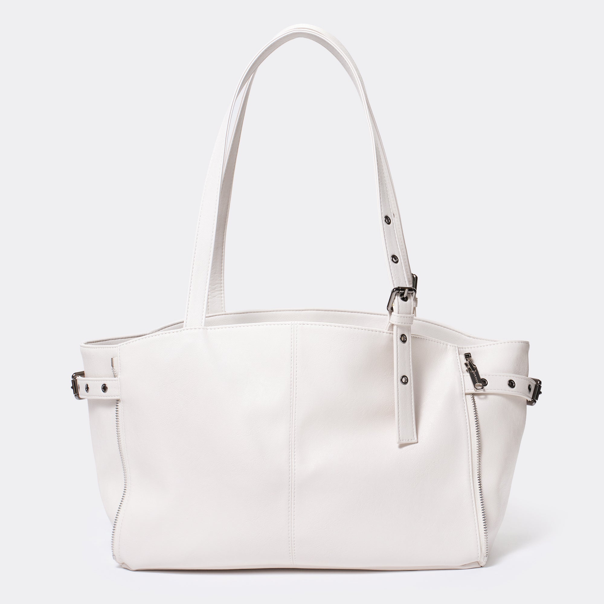 zipper shopper bag M nappa ivory