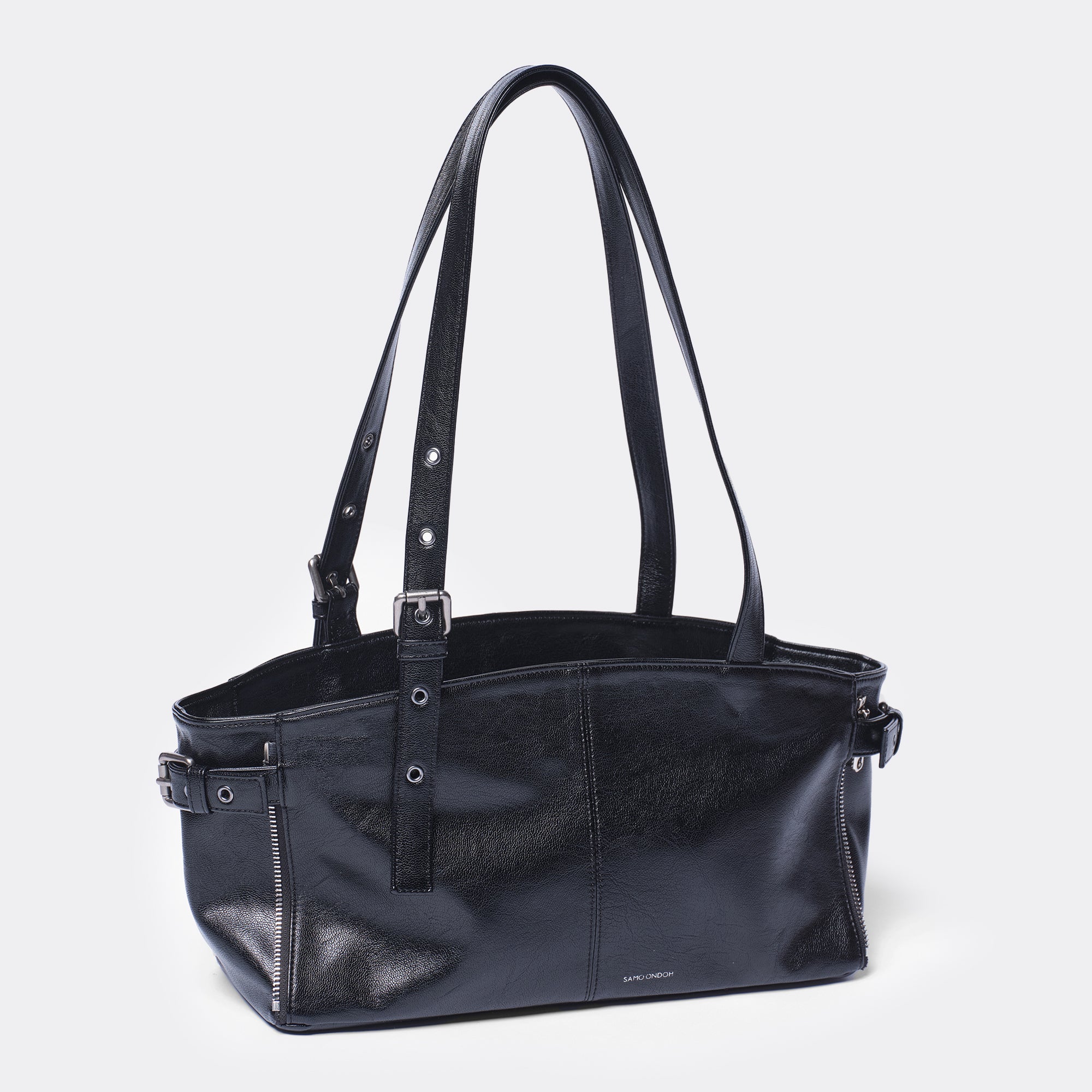 zipper shopper bag S goat black