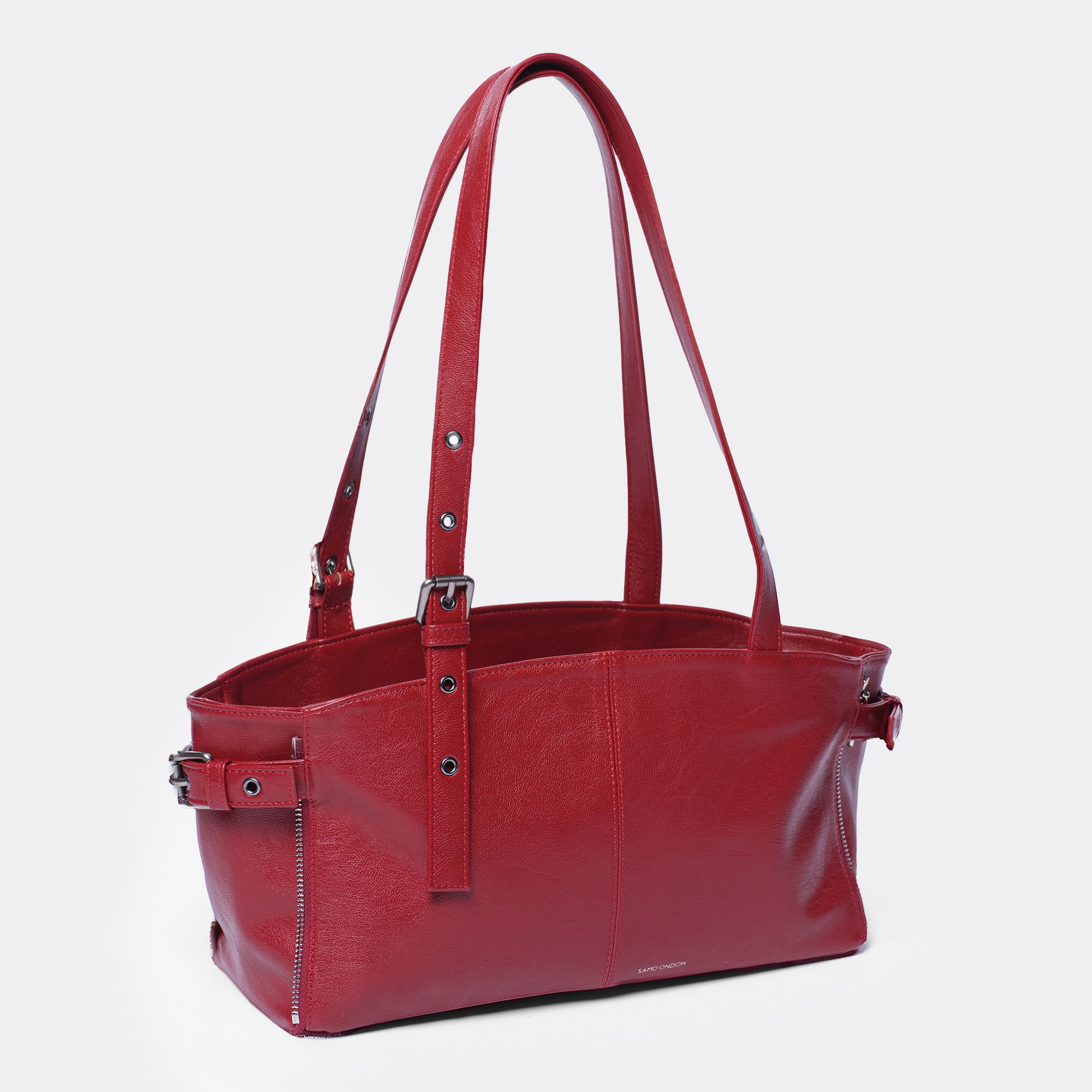 zipper shopper bag S goat red