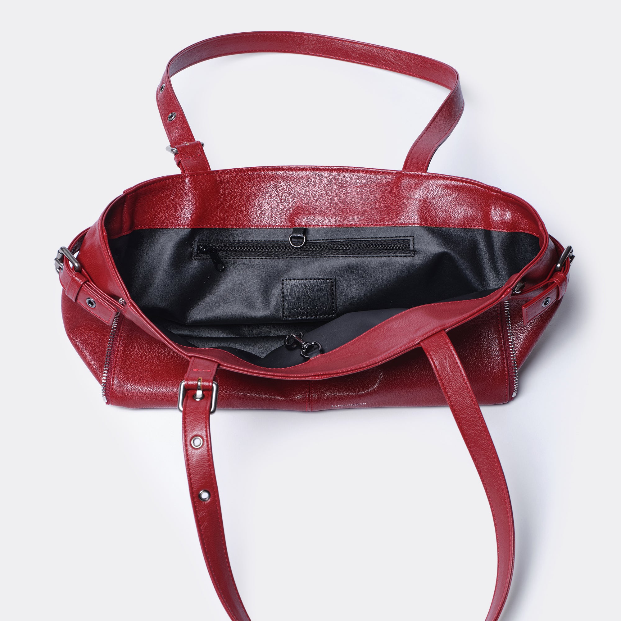 zipper shopper bag S goat red