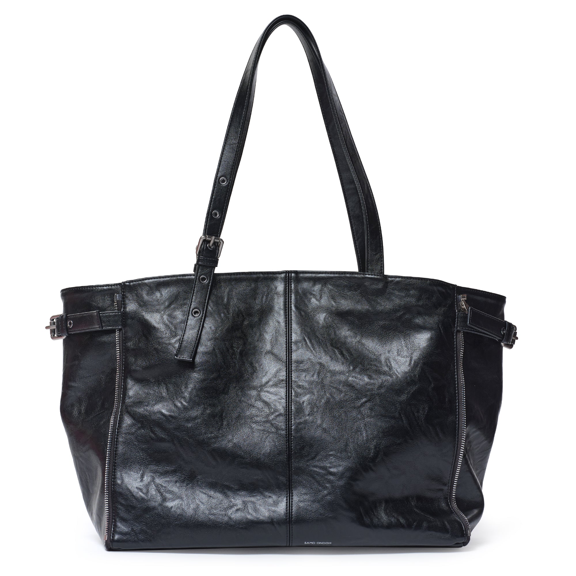 zipper shopper bag L baked black