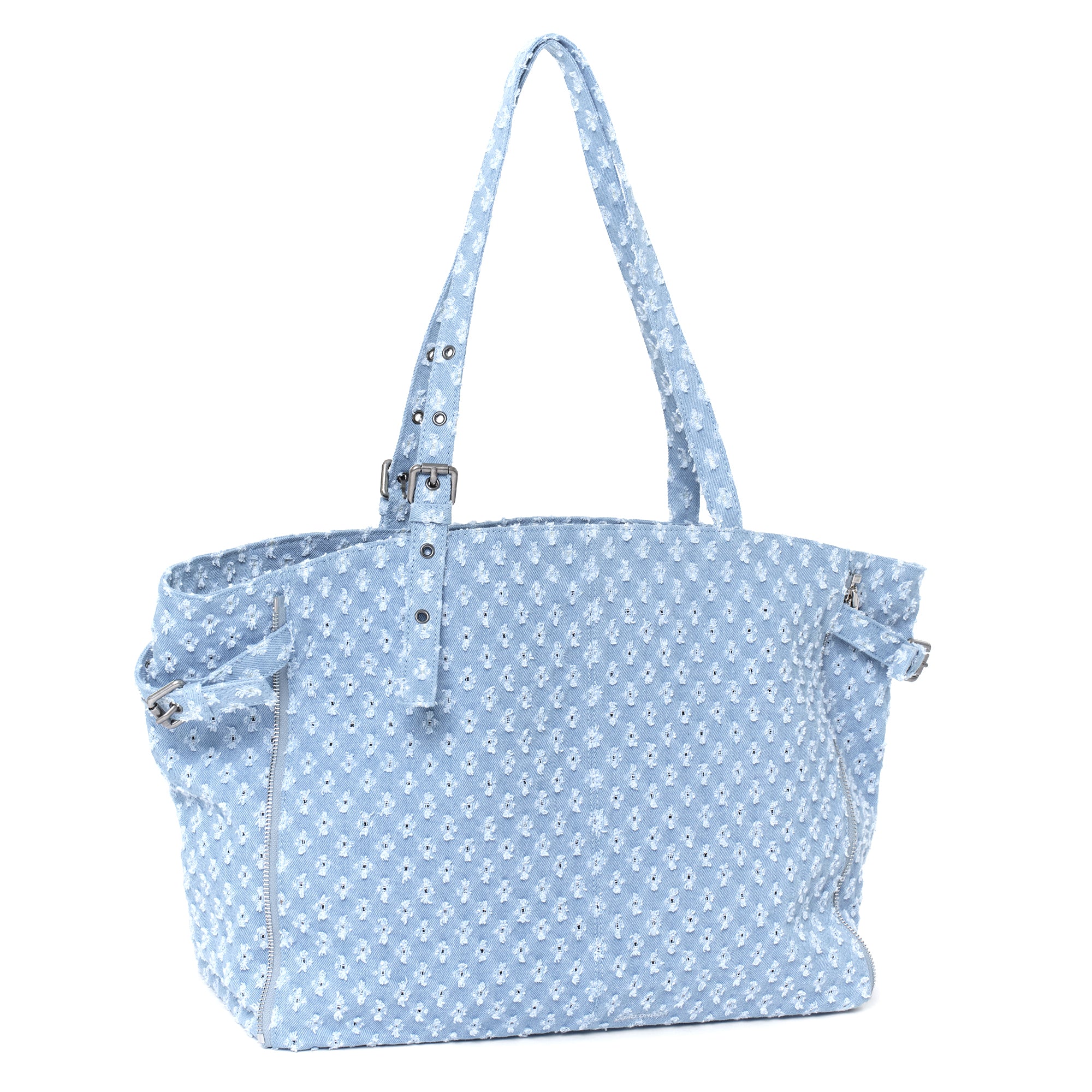 (restock soon) zipper shopper bag L punching blue