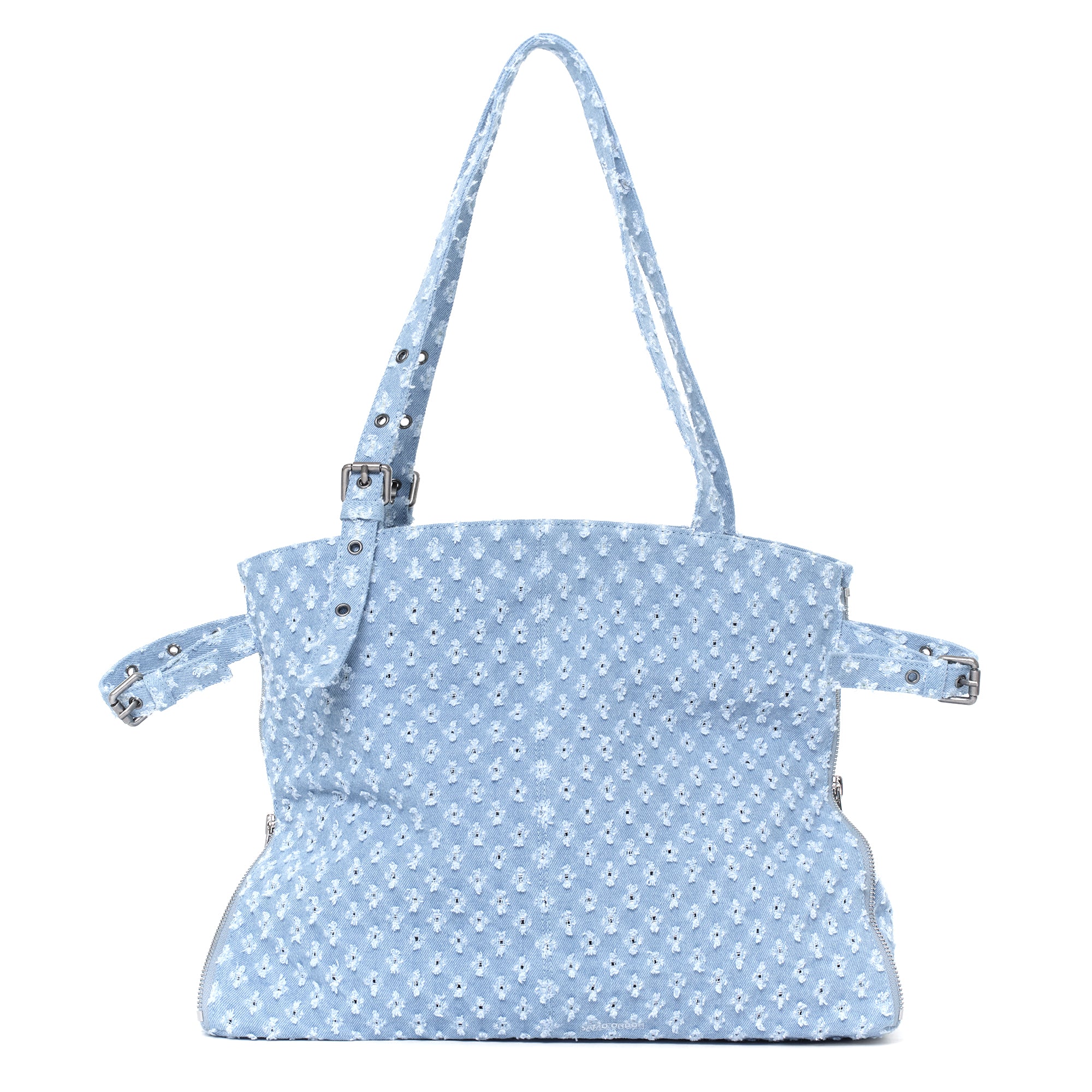 (restock soon) zipper shopper bag L punching blue