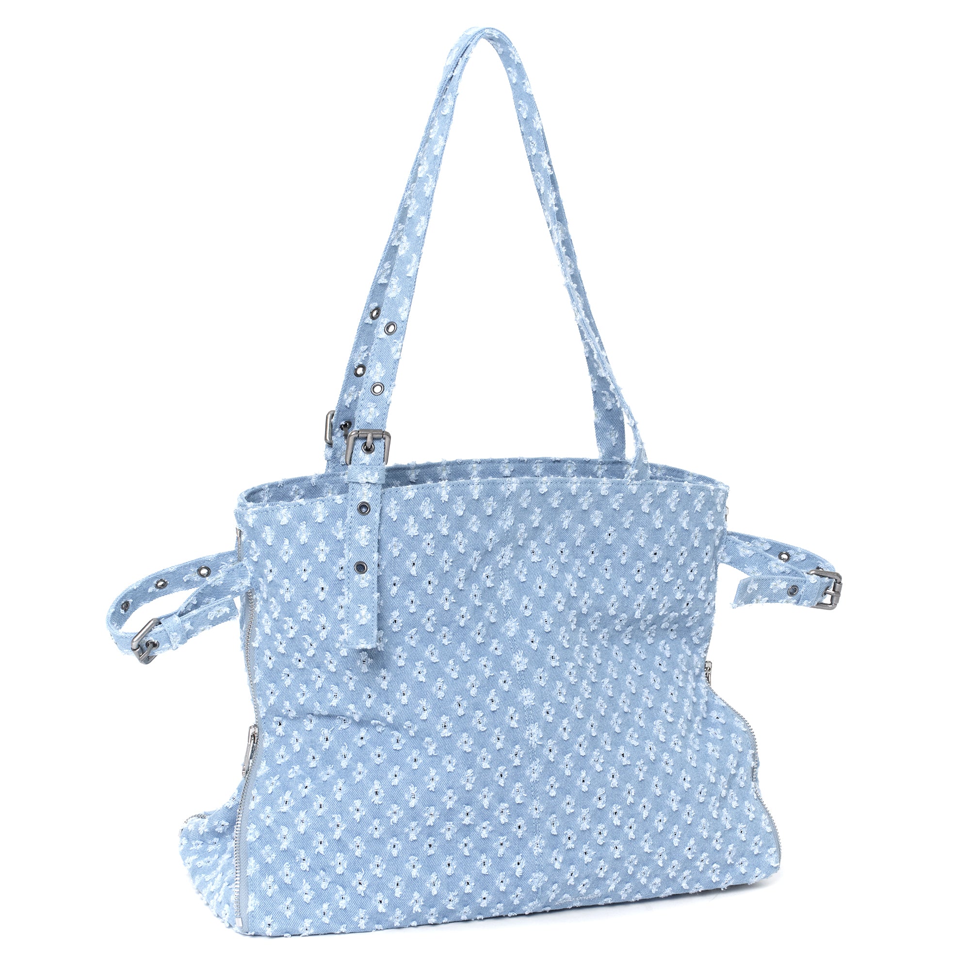 (restock soon) zipper shopper bag L punching blue