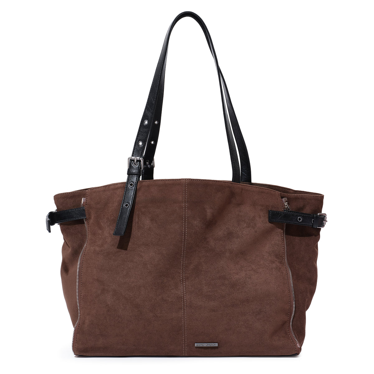 (re-designed) zipper shopper bag L suede brown