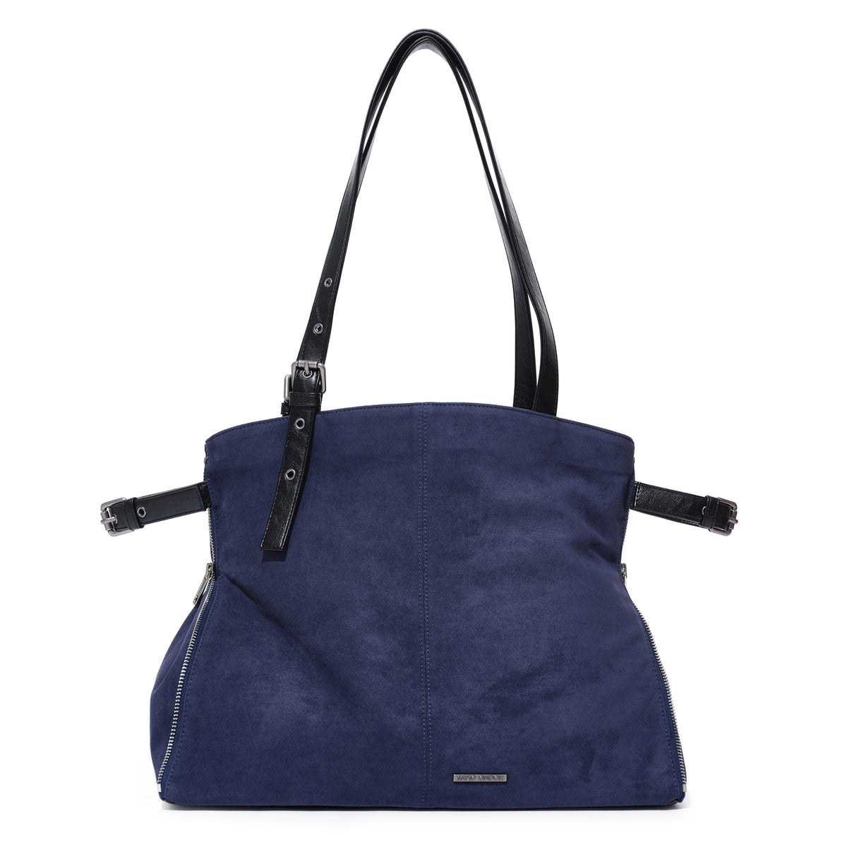 (re-designed) zipper shopper bag L suede navy