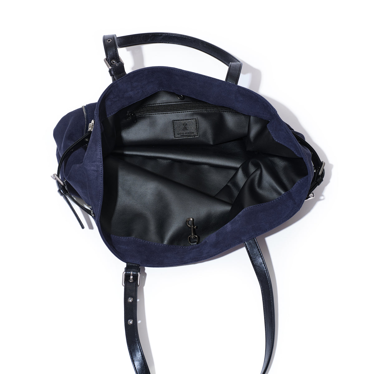 (re-designed) zipper shopper bag L suede navy