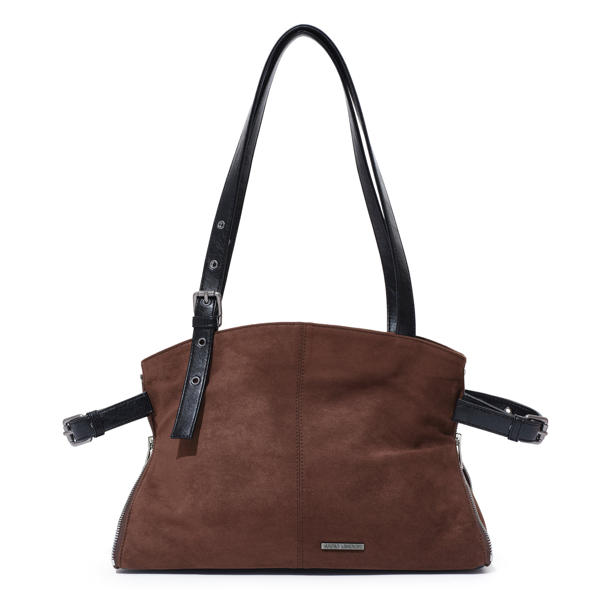 (re-designed) zipper shopper bag M suede brown