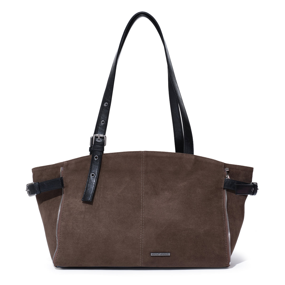 (re-designed) zipper shopper bag M suede khakigray