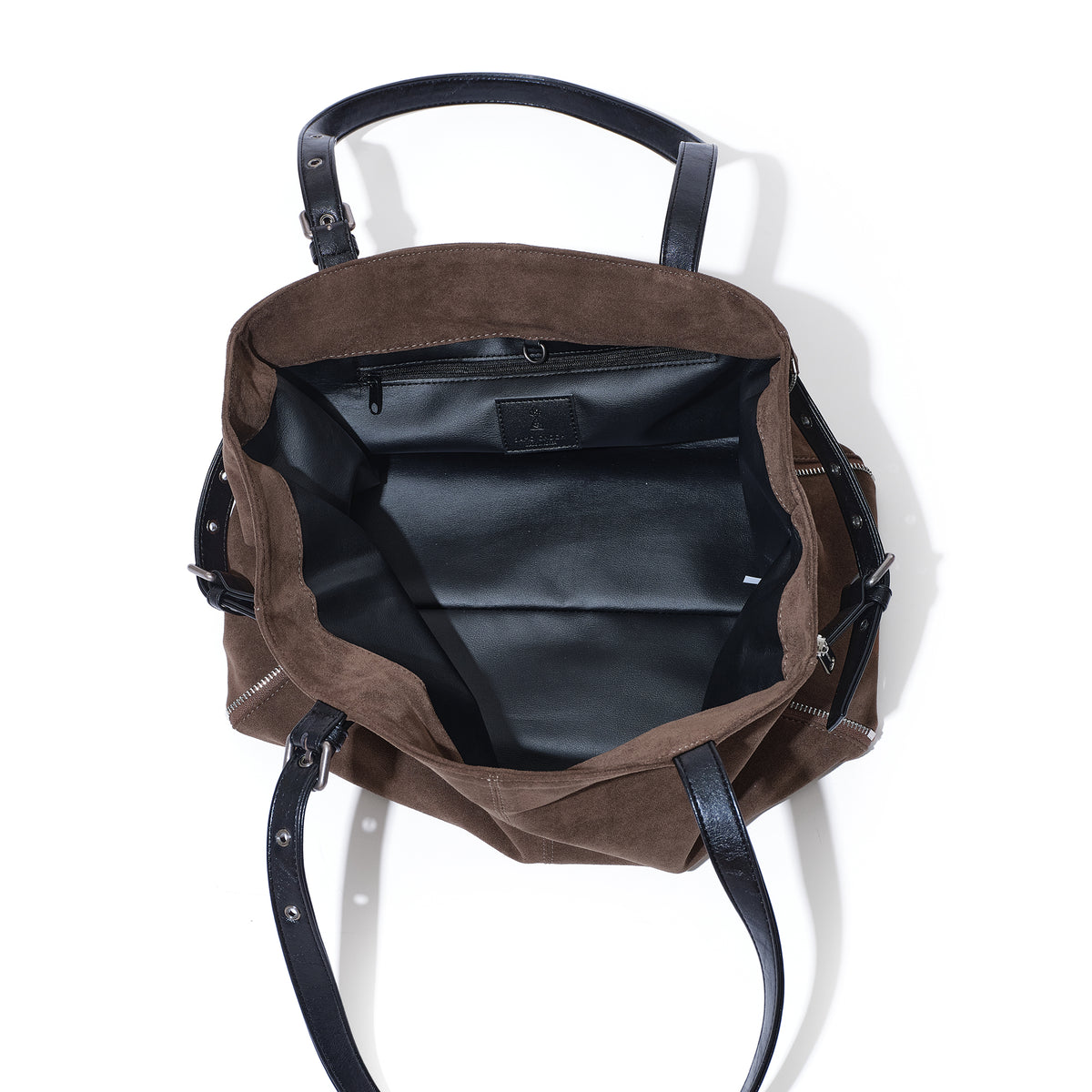 (re-designed) zipper shopper bag M suede khakigray