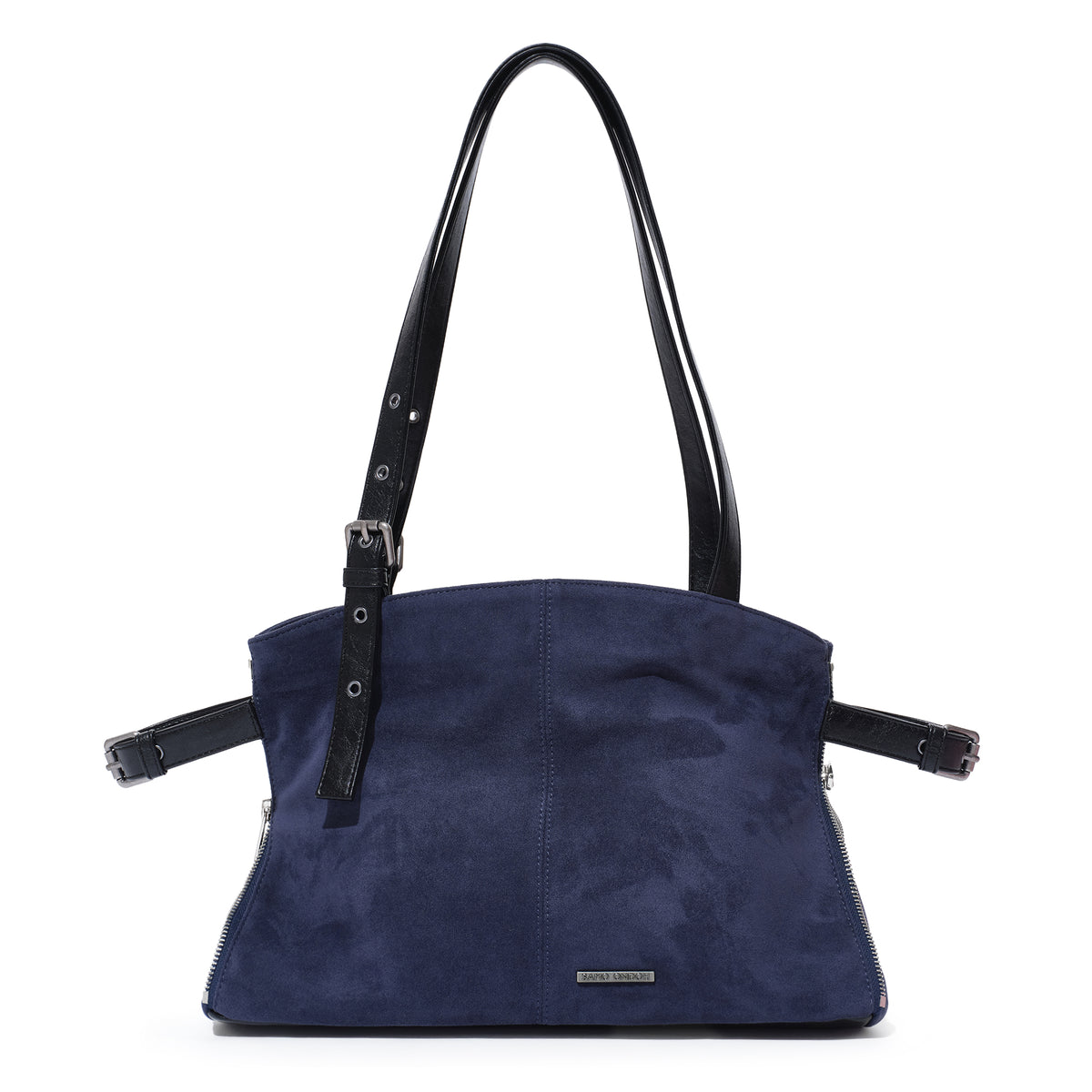(re-designed) zipper shopper bag M suede navy