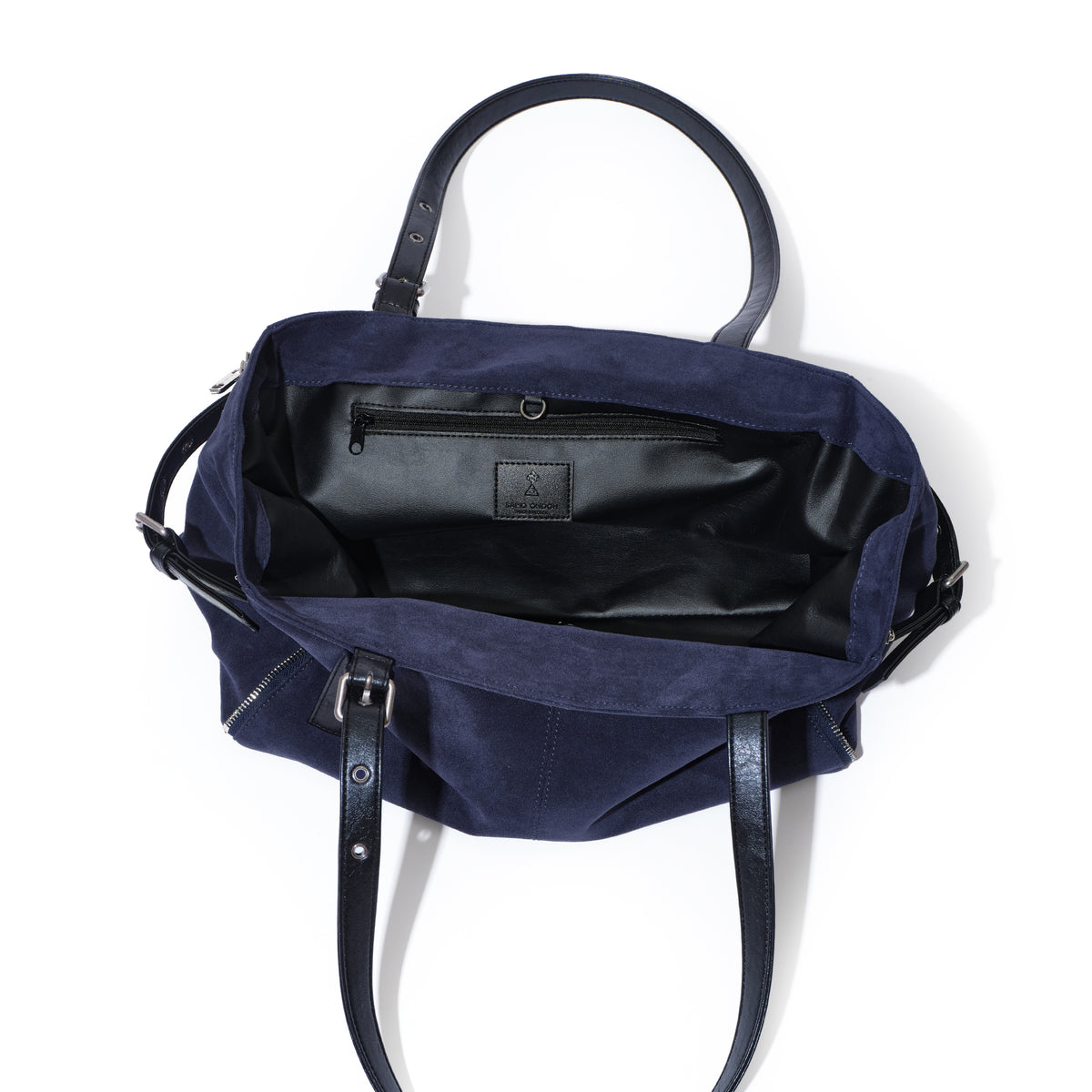 (re-designed) zipper shopper bag M suede navy