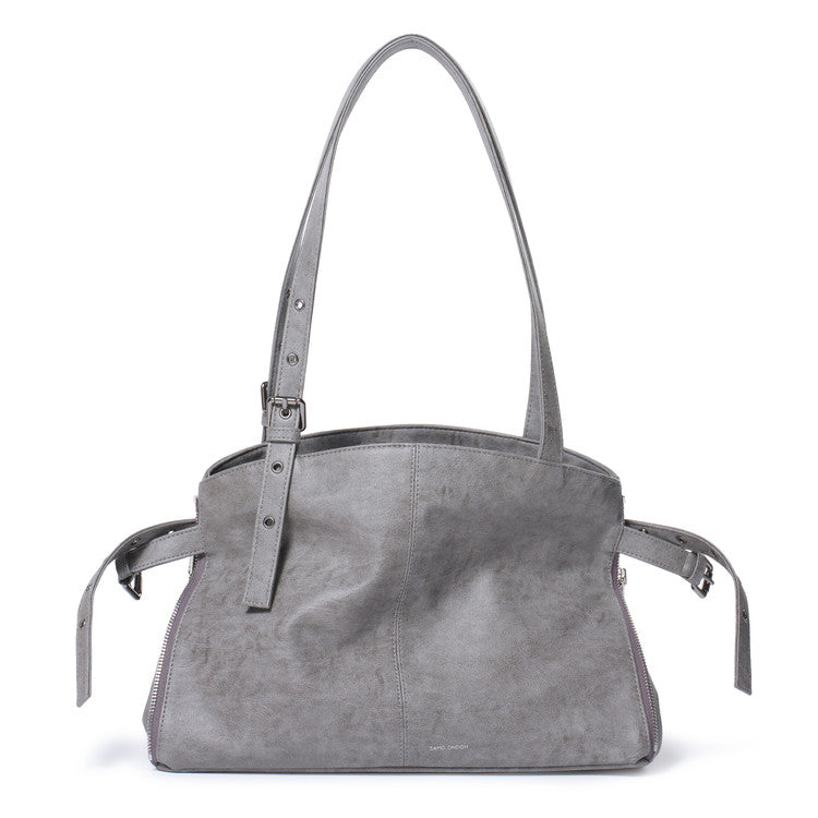 zipper shopper bag M brushed gray