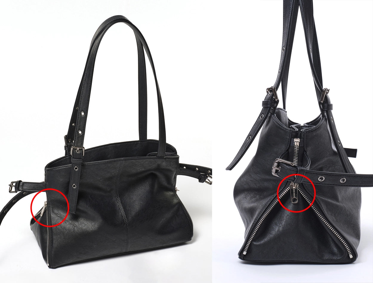 zipper shopper bag M brushed gray