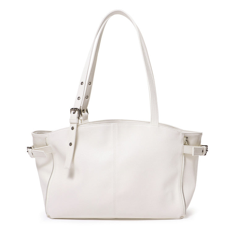 zipper shopper bag M nappa ivory