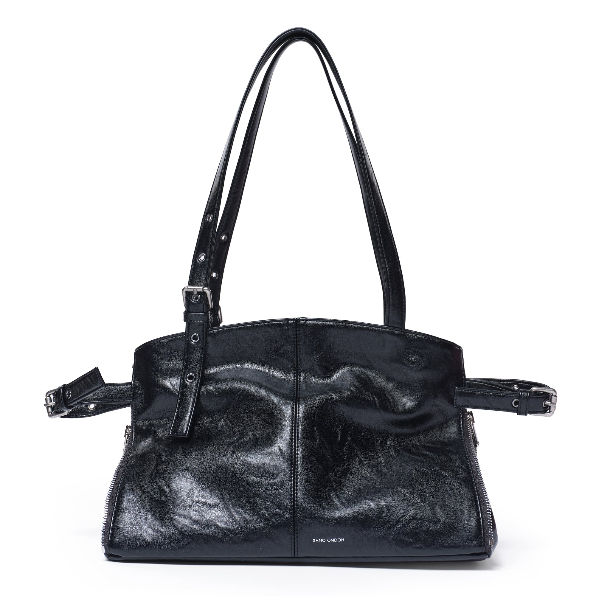 zipper shopper bag M baked black