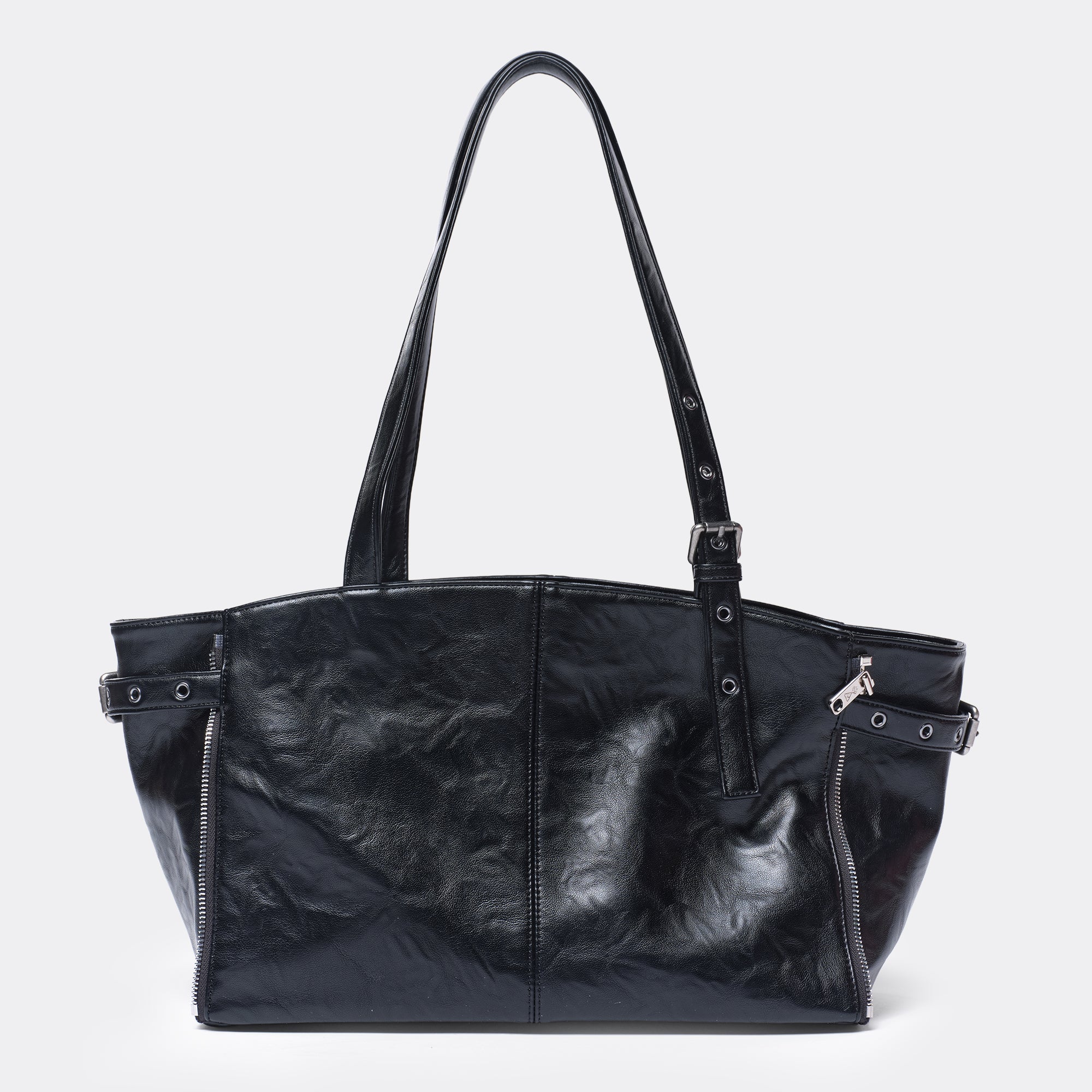 zipper shopper bag M baked black