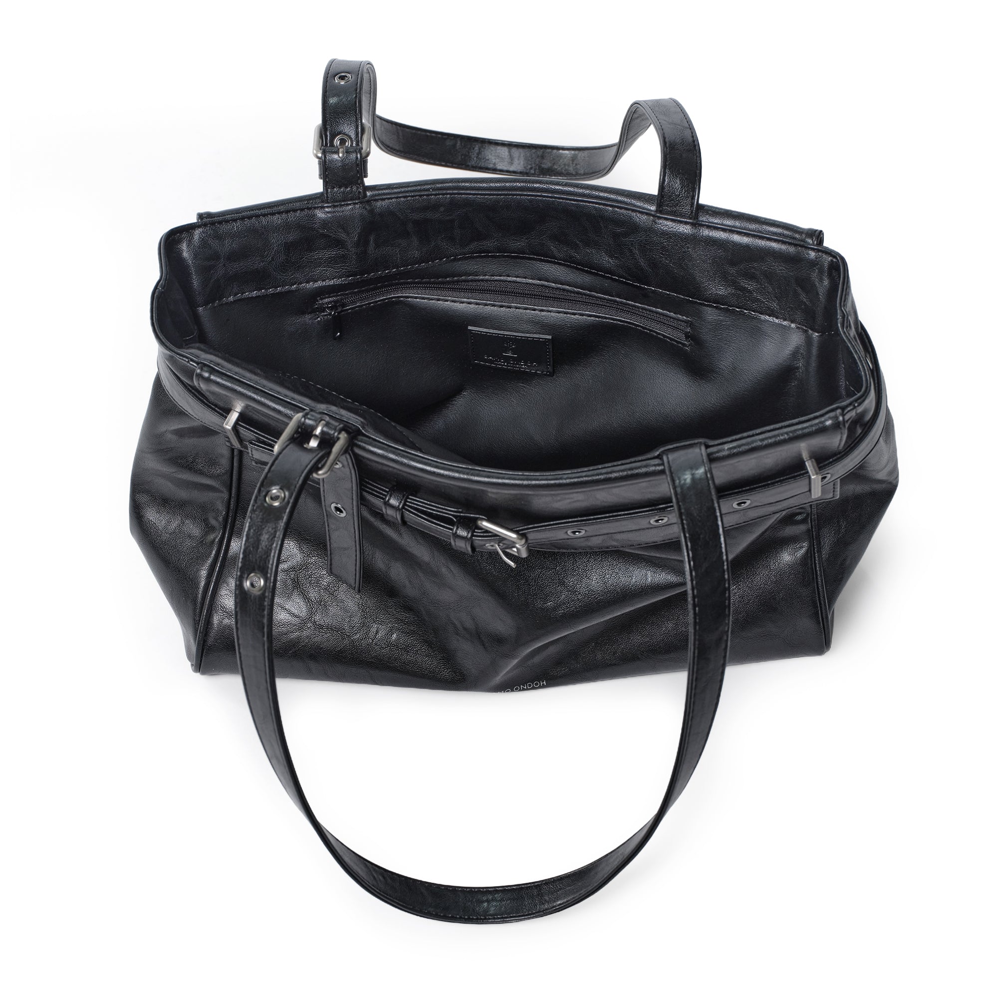 belt flap bag M baked black