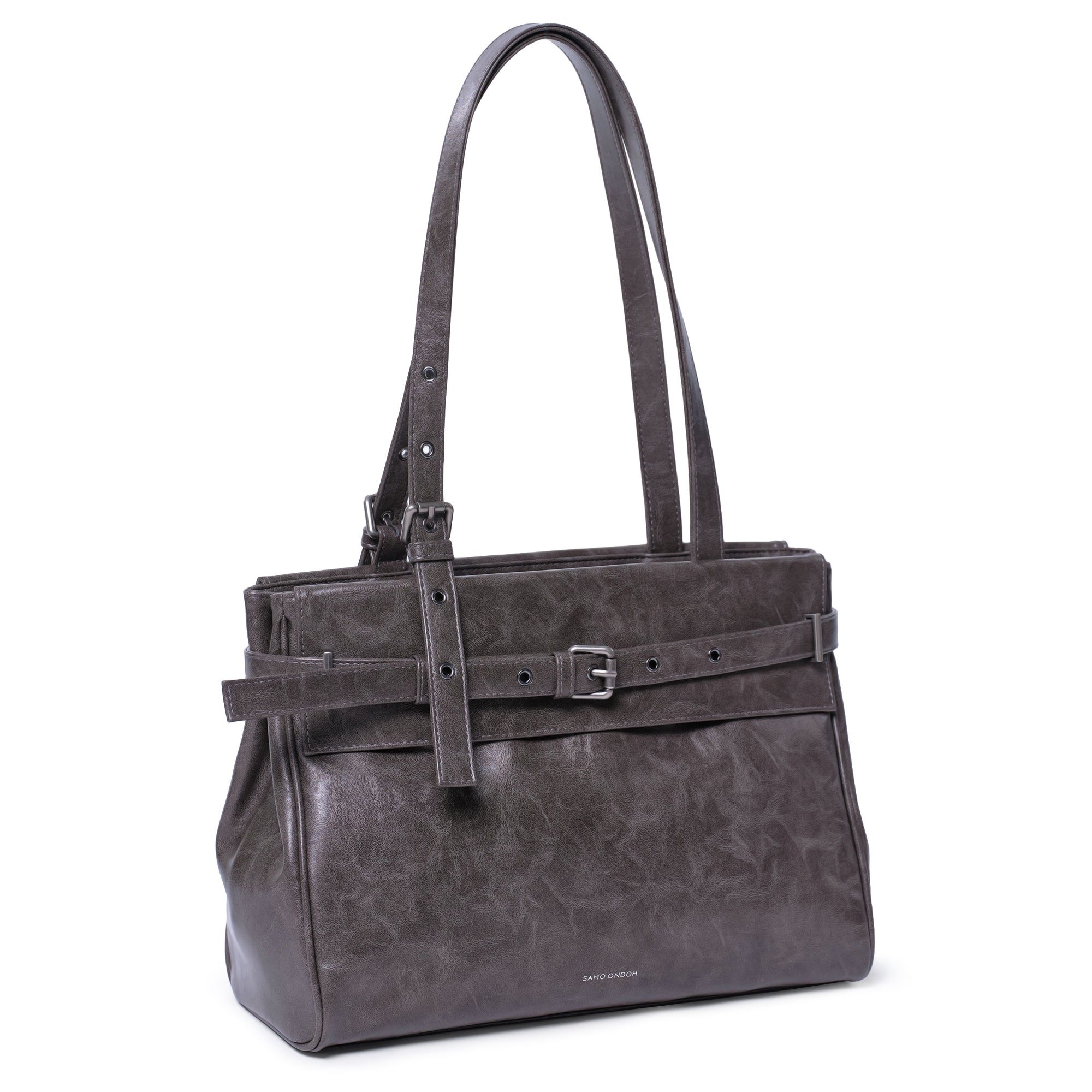 belt flap bag M baked gray