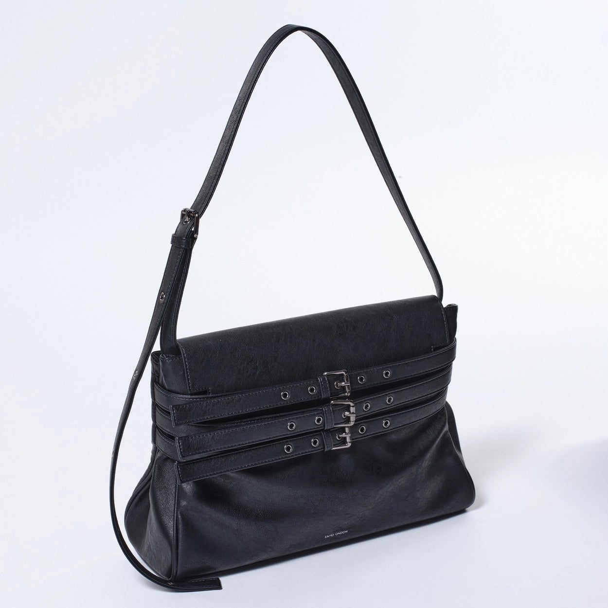 belt flap bag M nappa matt black
