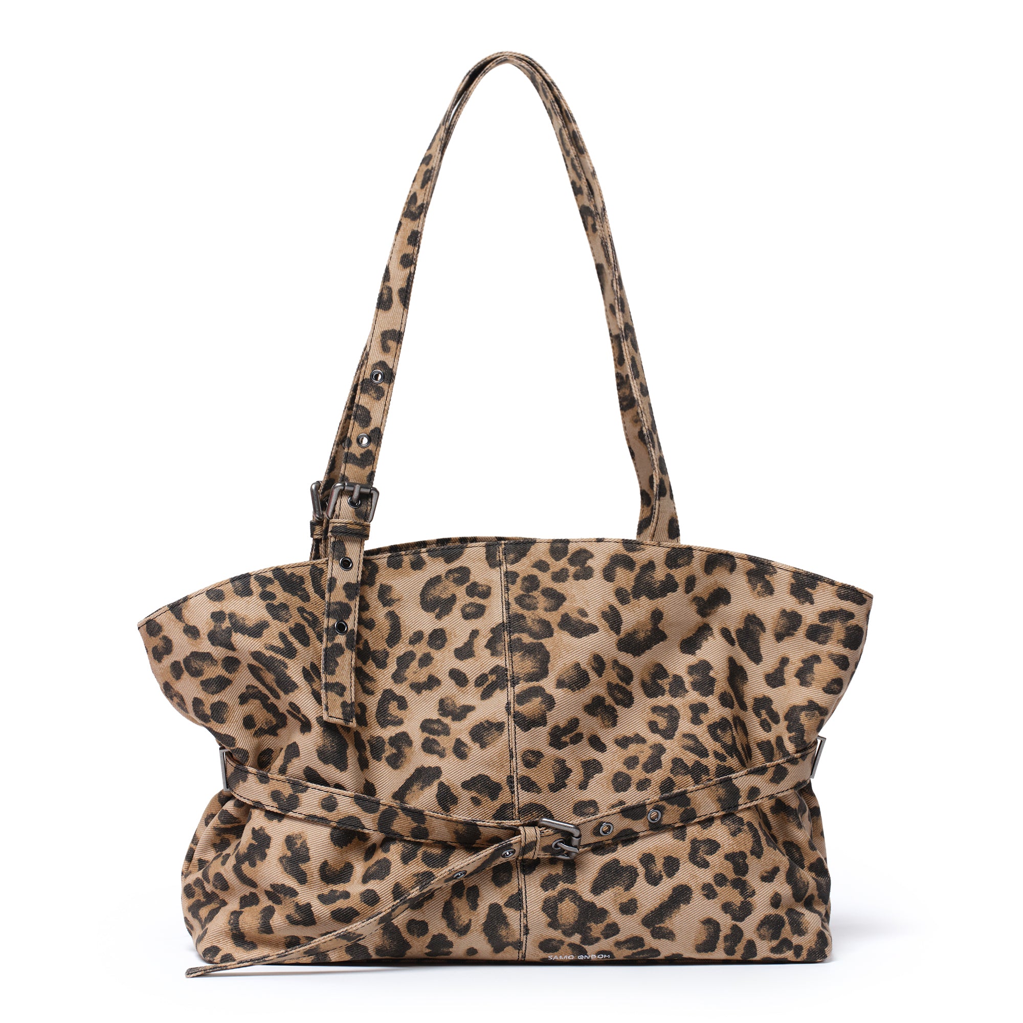 le belt bag L denim leopard