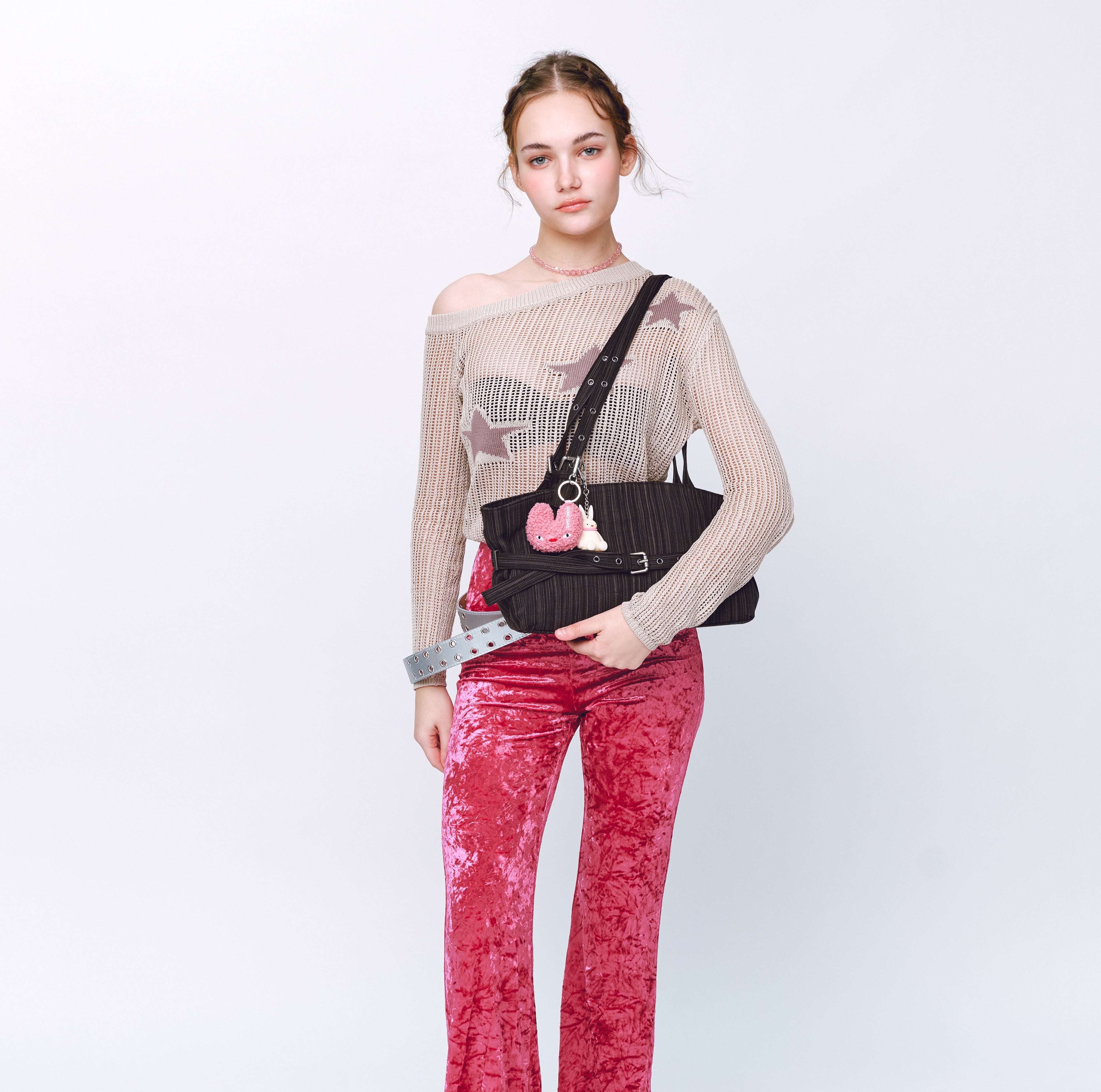 le belt bag M stripe black