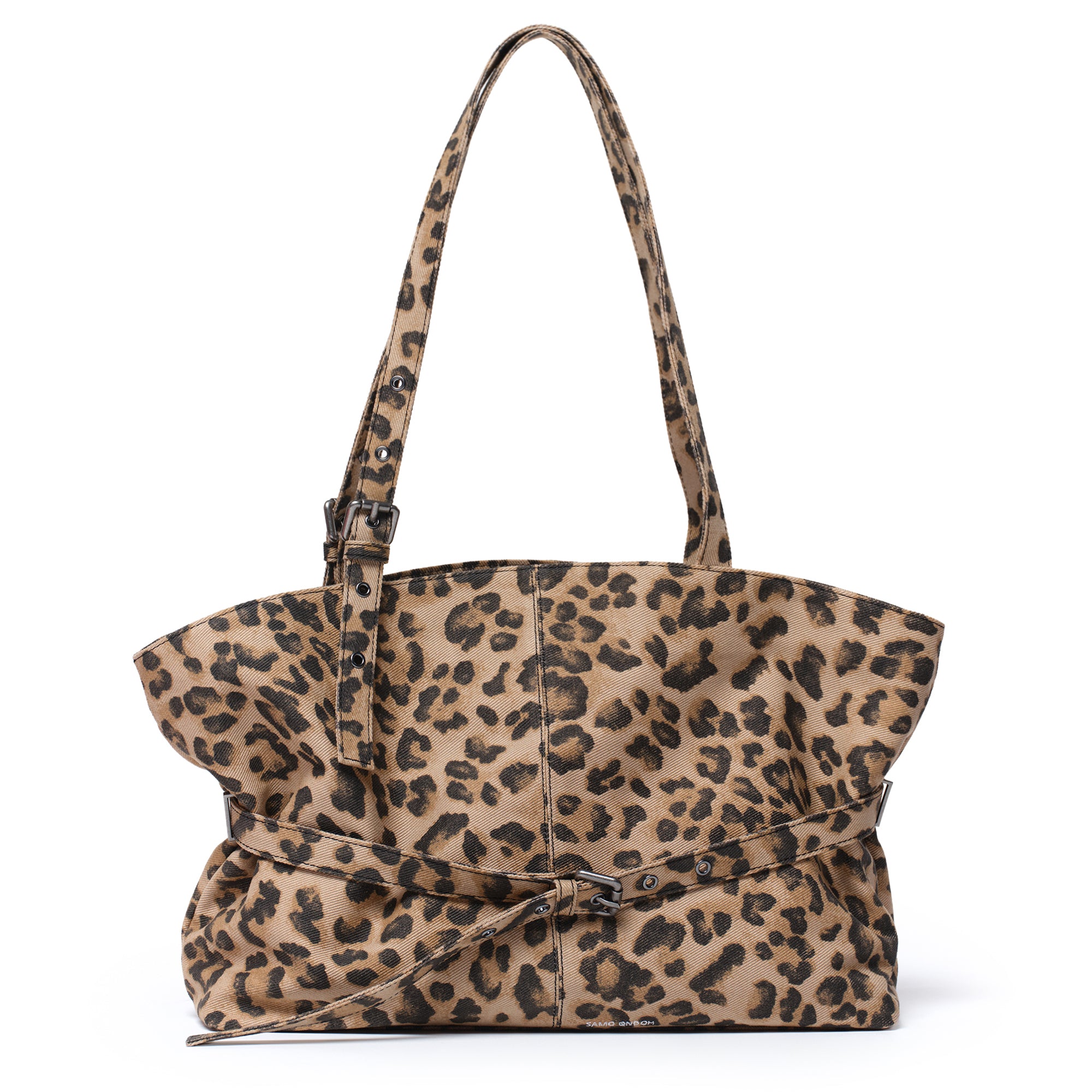 le belt bag L denim leopard