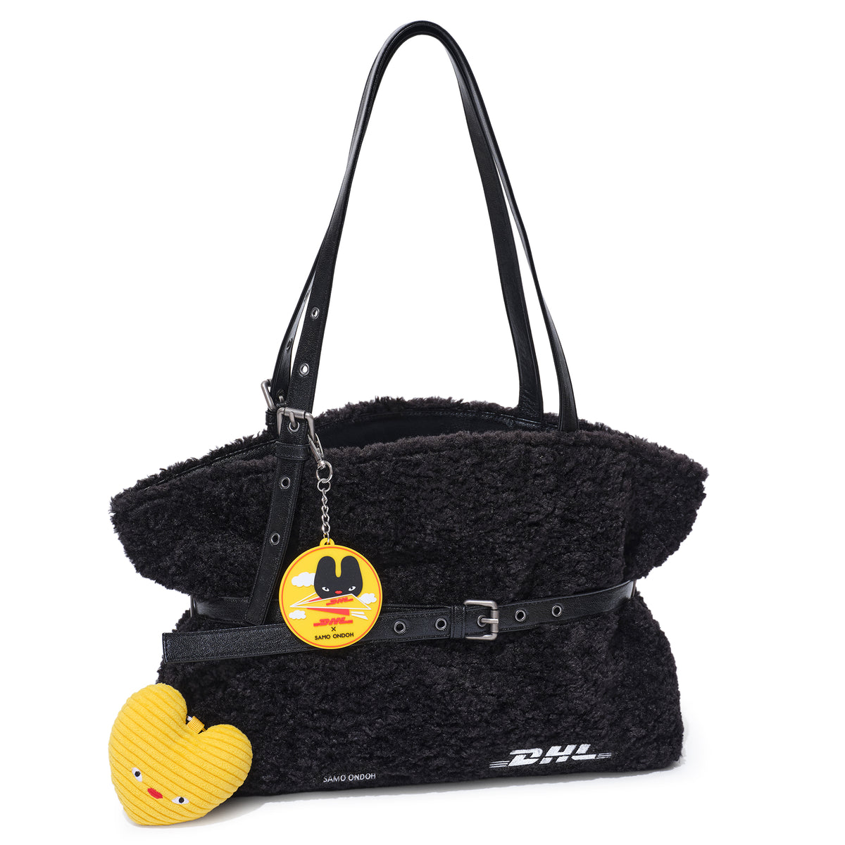 le belt bag L eco shearling DHL black
