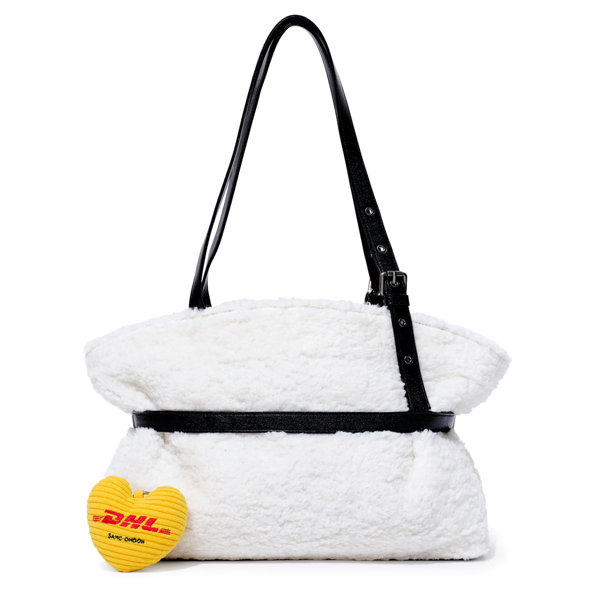 le belt bag L eco shearling DHL white