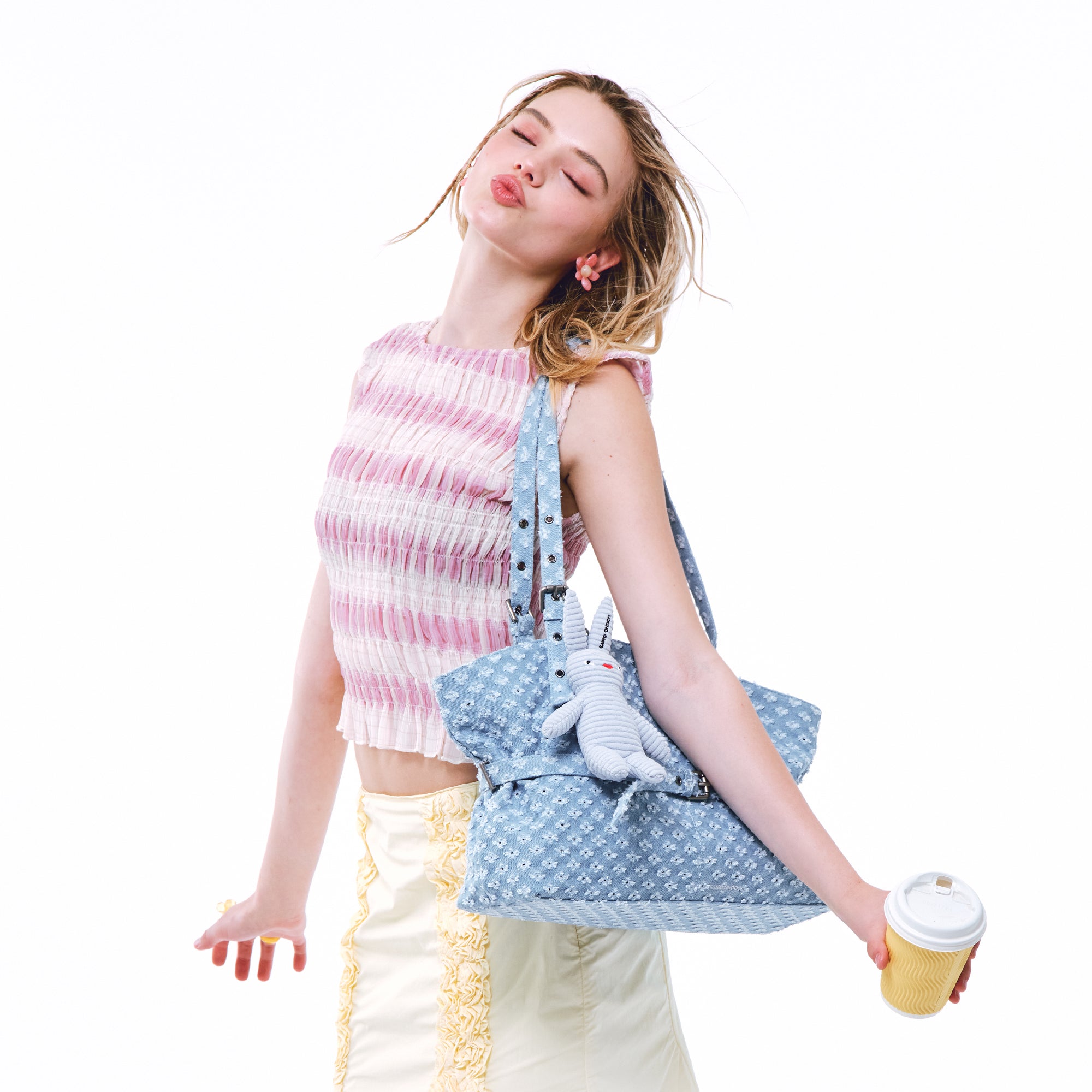 le belt bag L punching blue