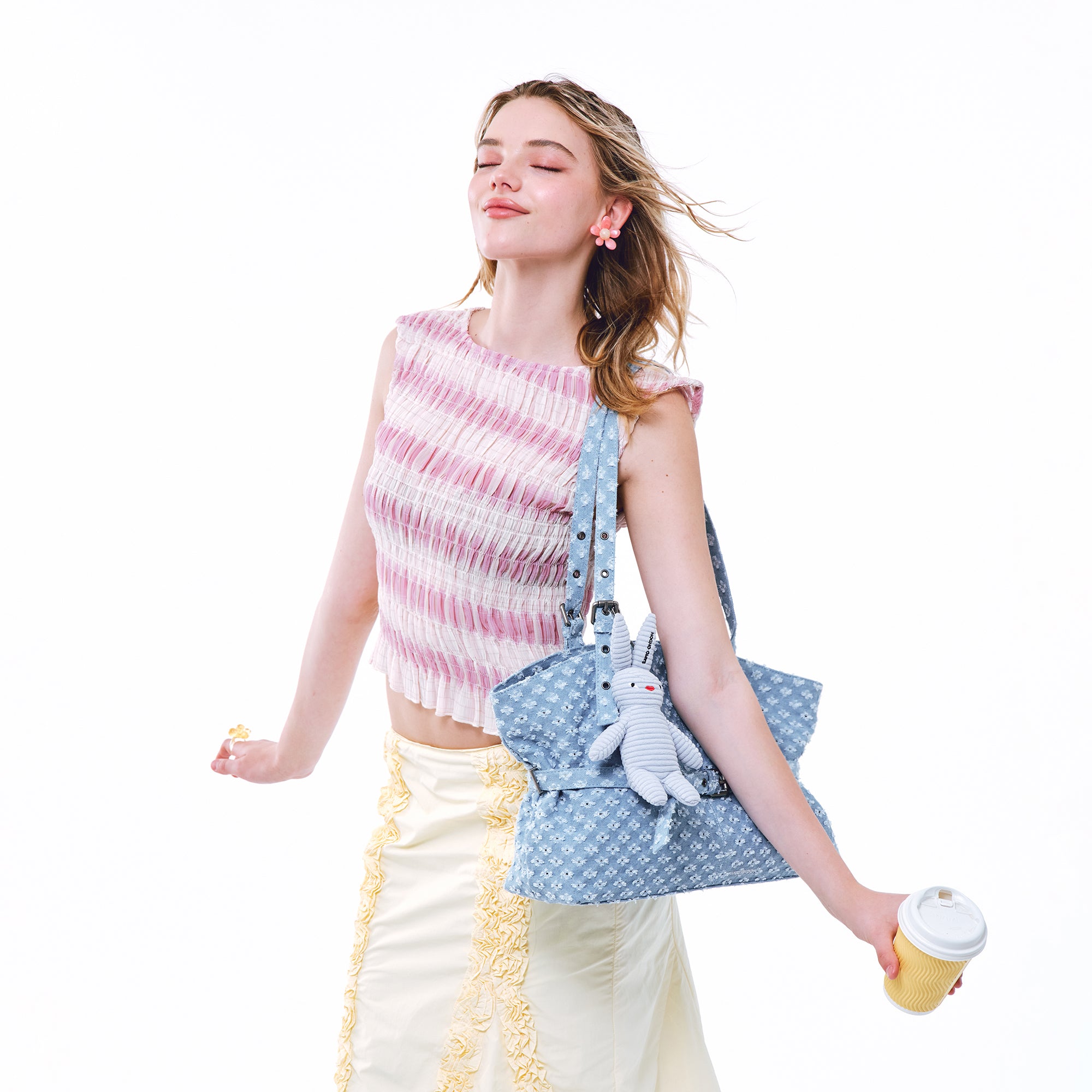 le belt bag L punching blue