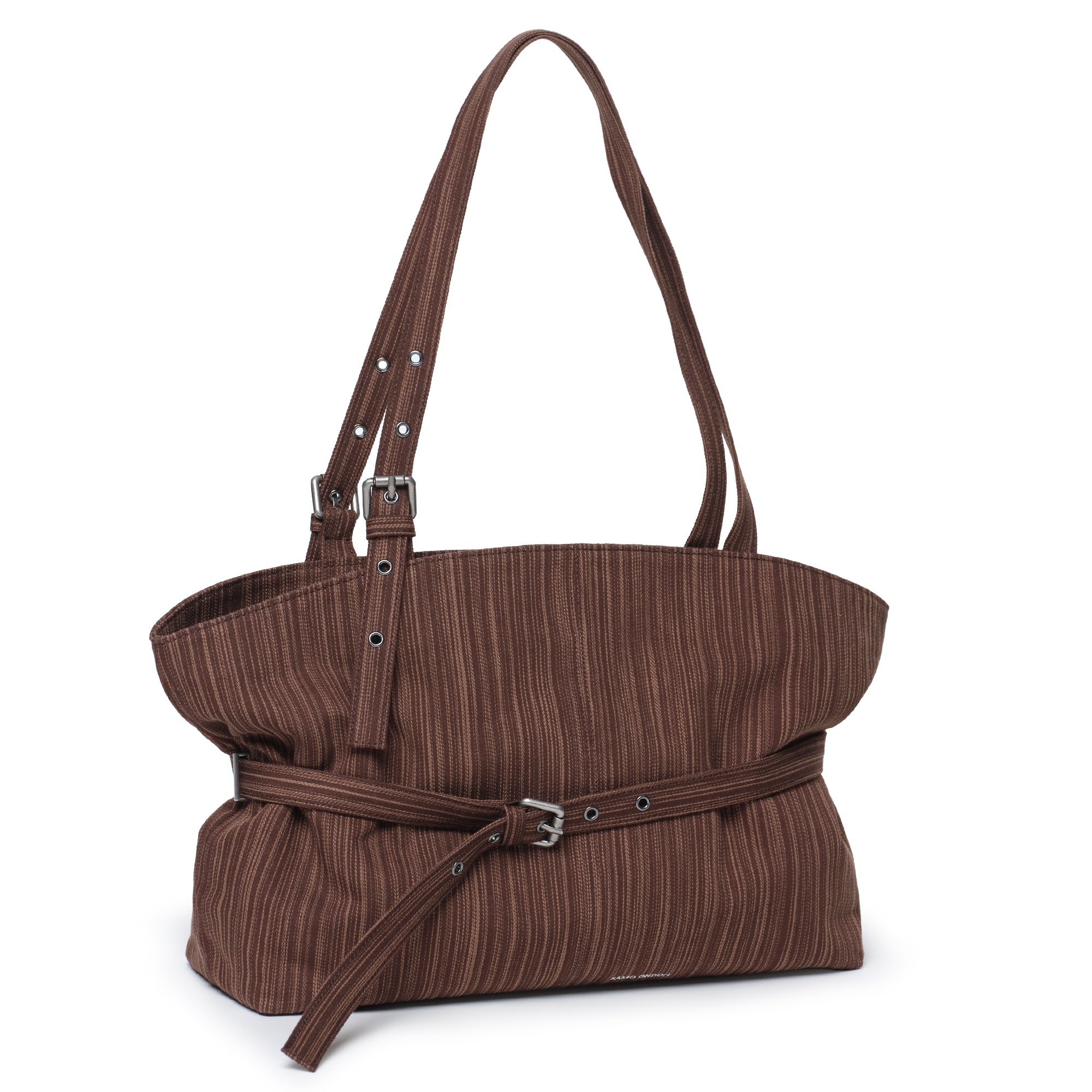 le belt bag L stripe brown