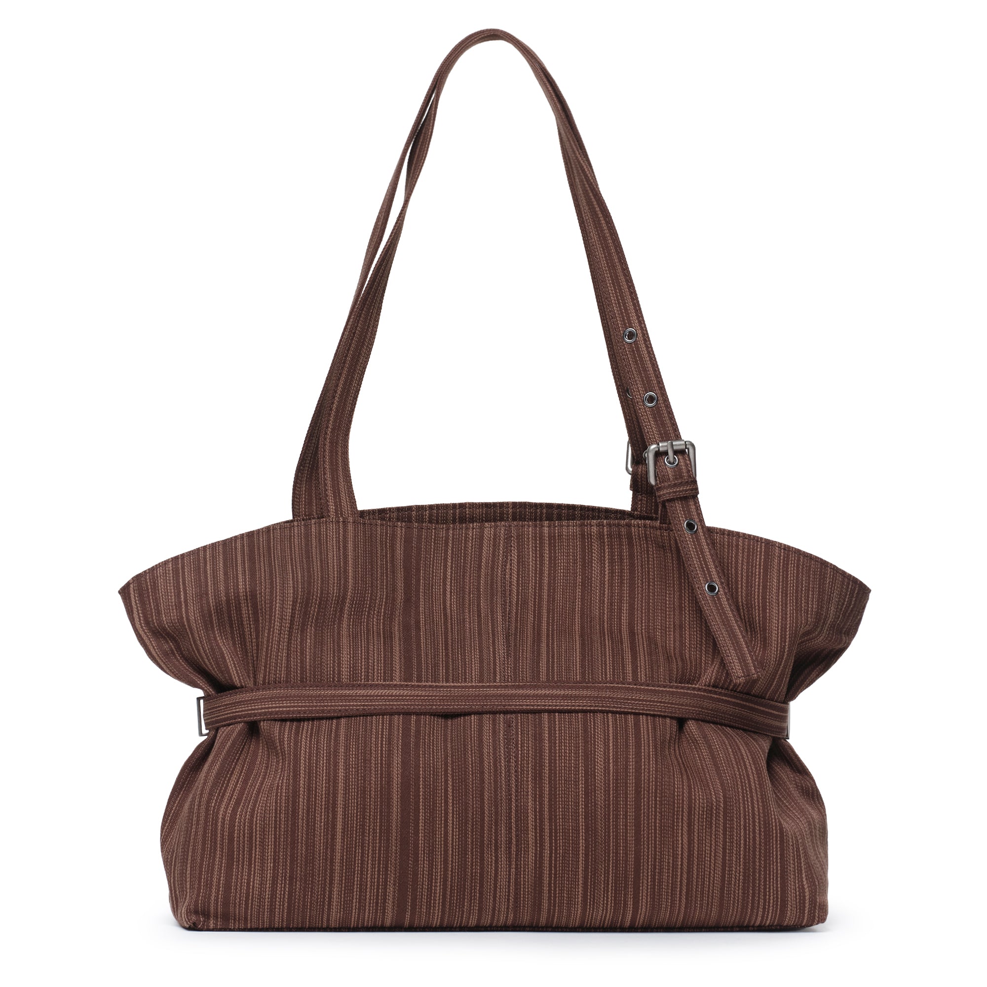 le belt bag L stripe brown