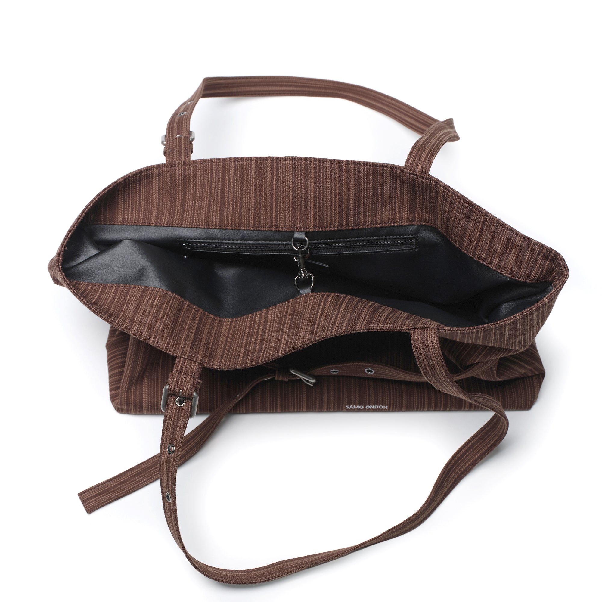le belt bag L stripe brown